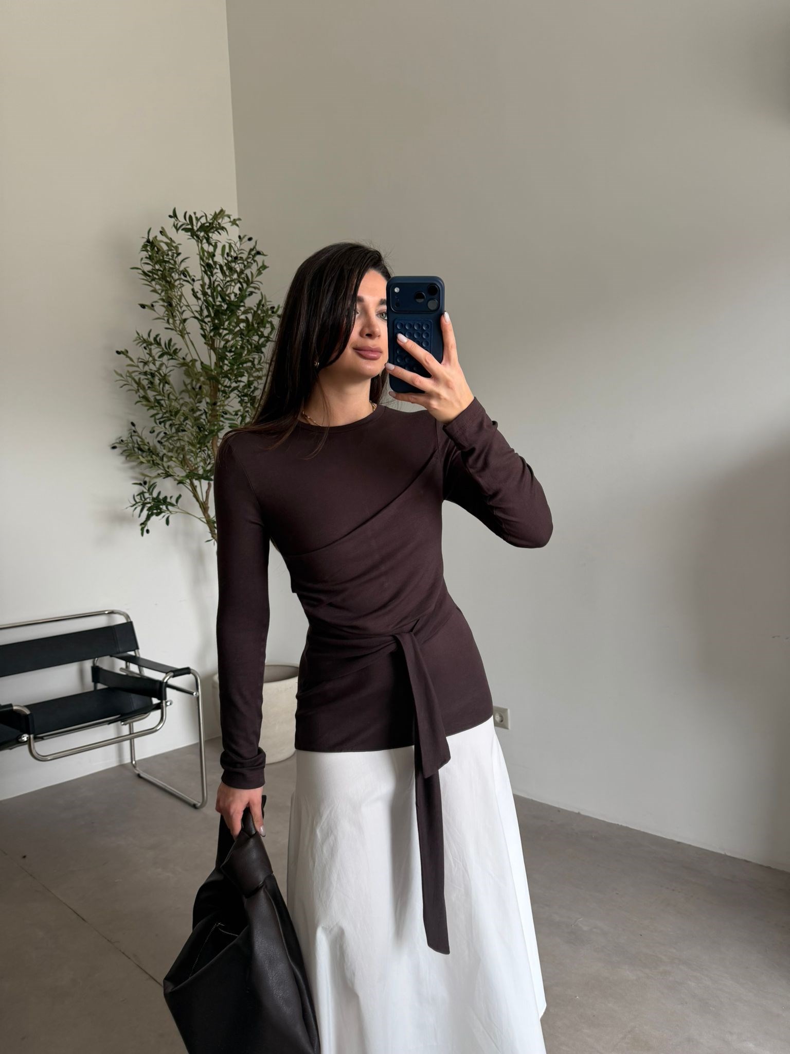 Kahve Altı Poplin Likralı Elbise