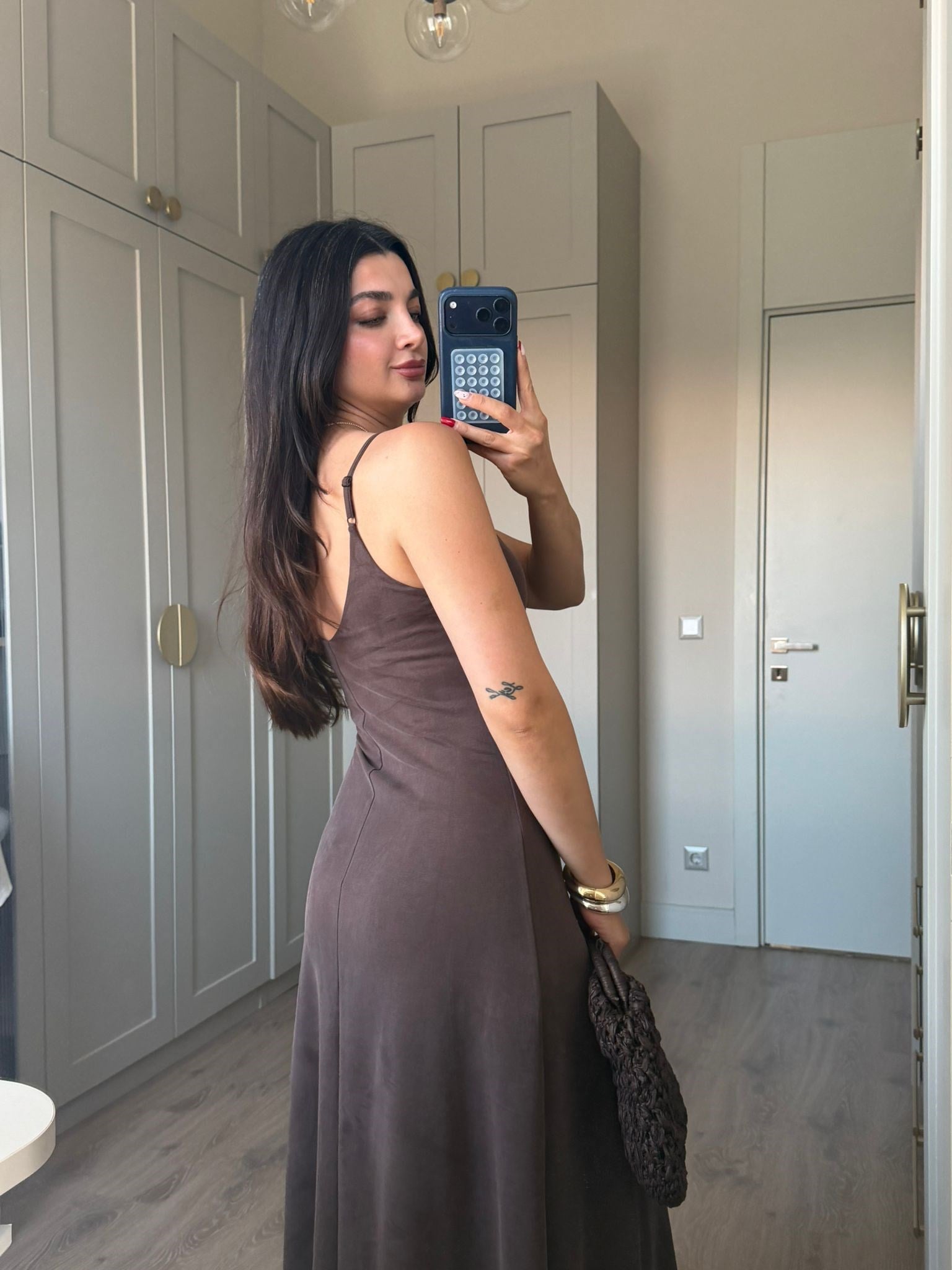 Kahve Askılı Lucy Elbise