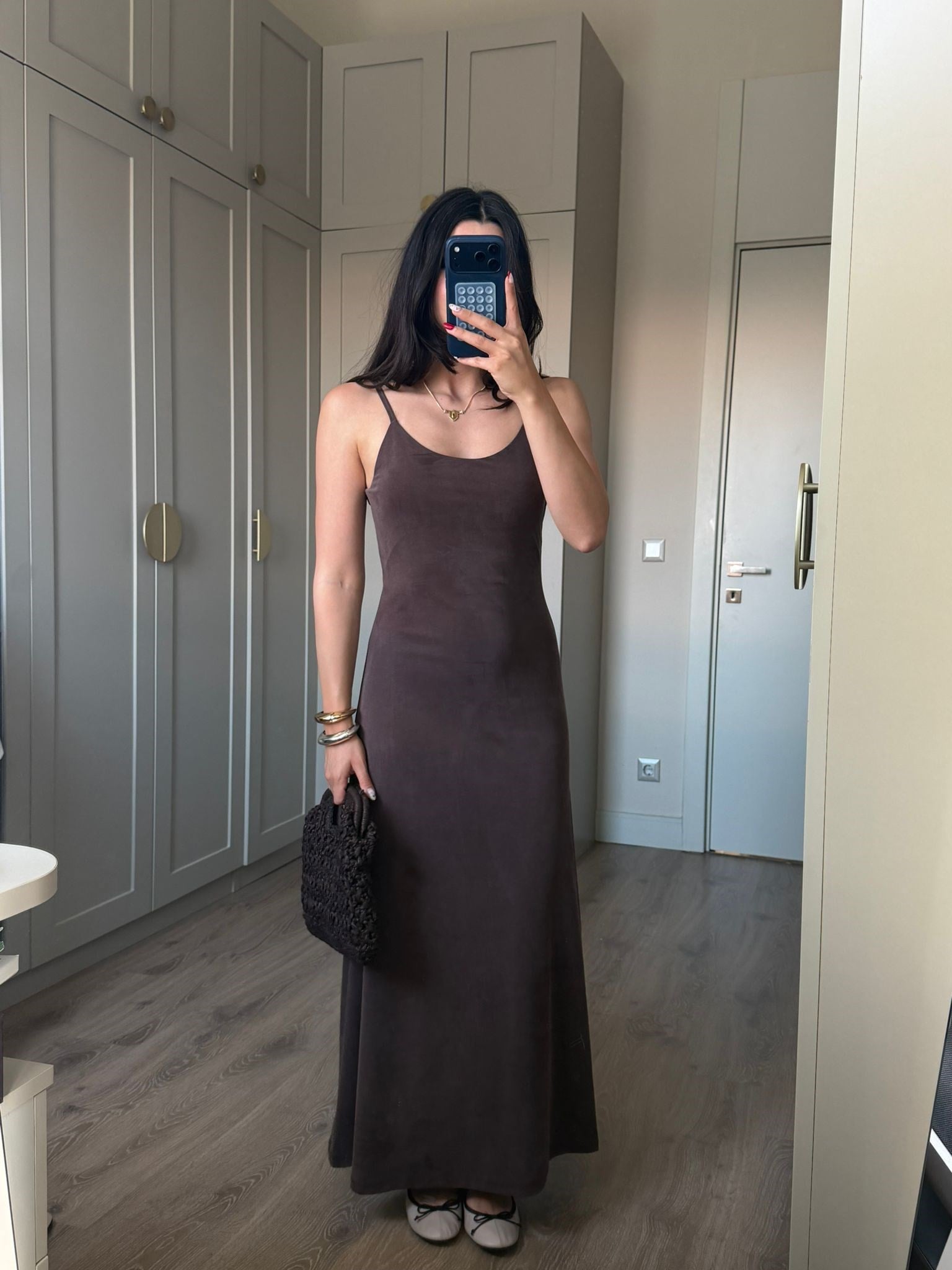 Kahve Askılı Lucy Elbise