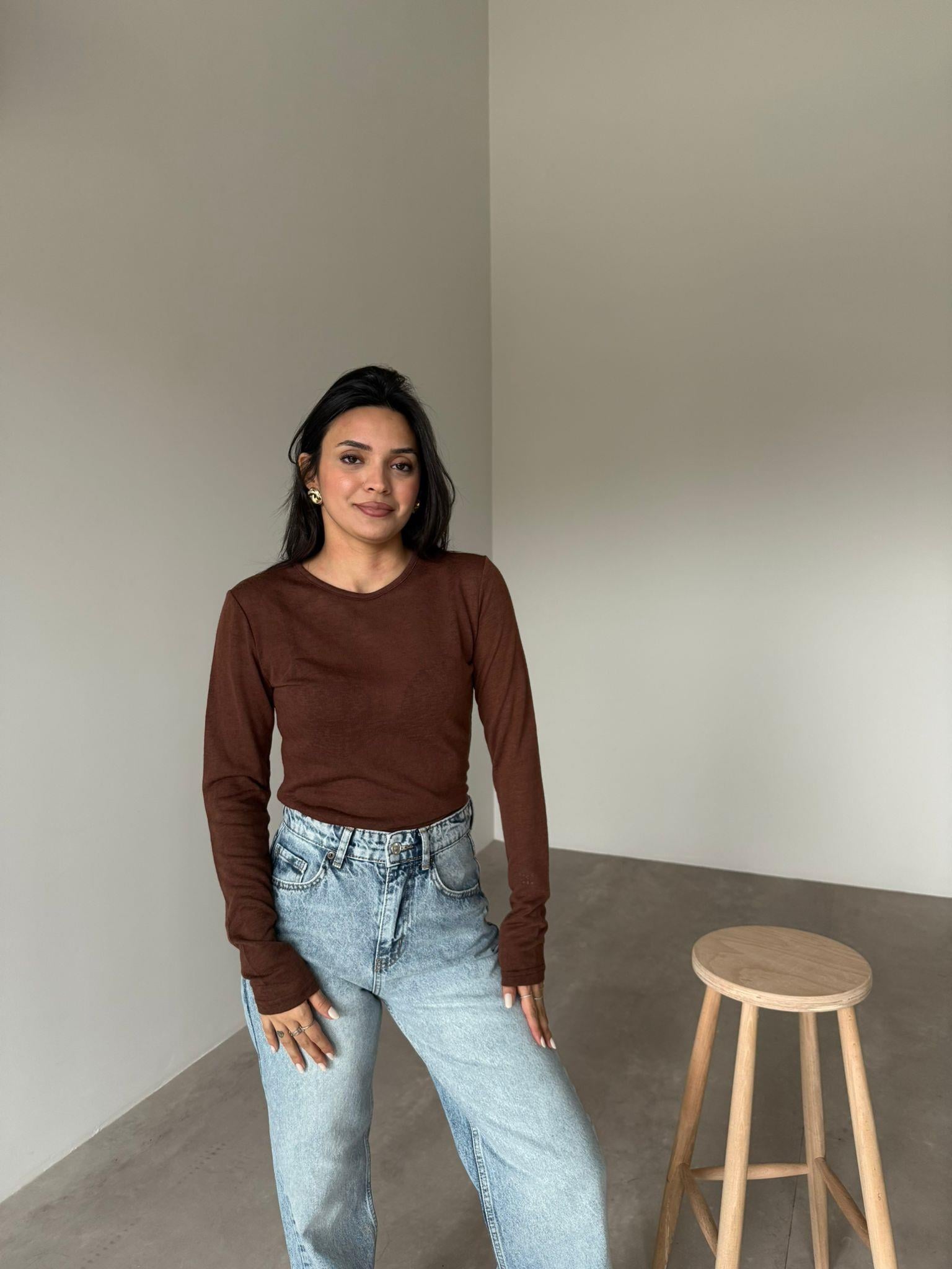 Kahve Basic Transparan Bluz