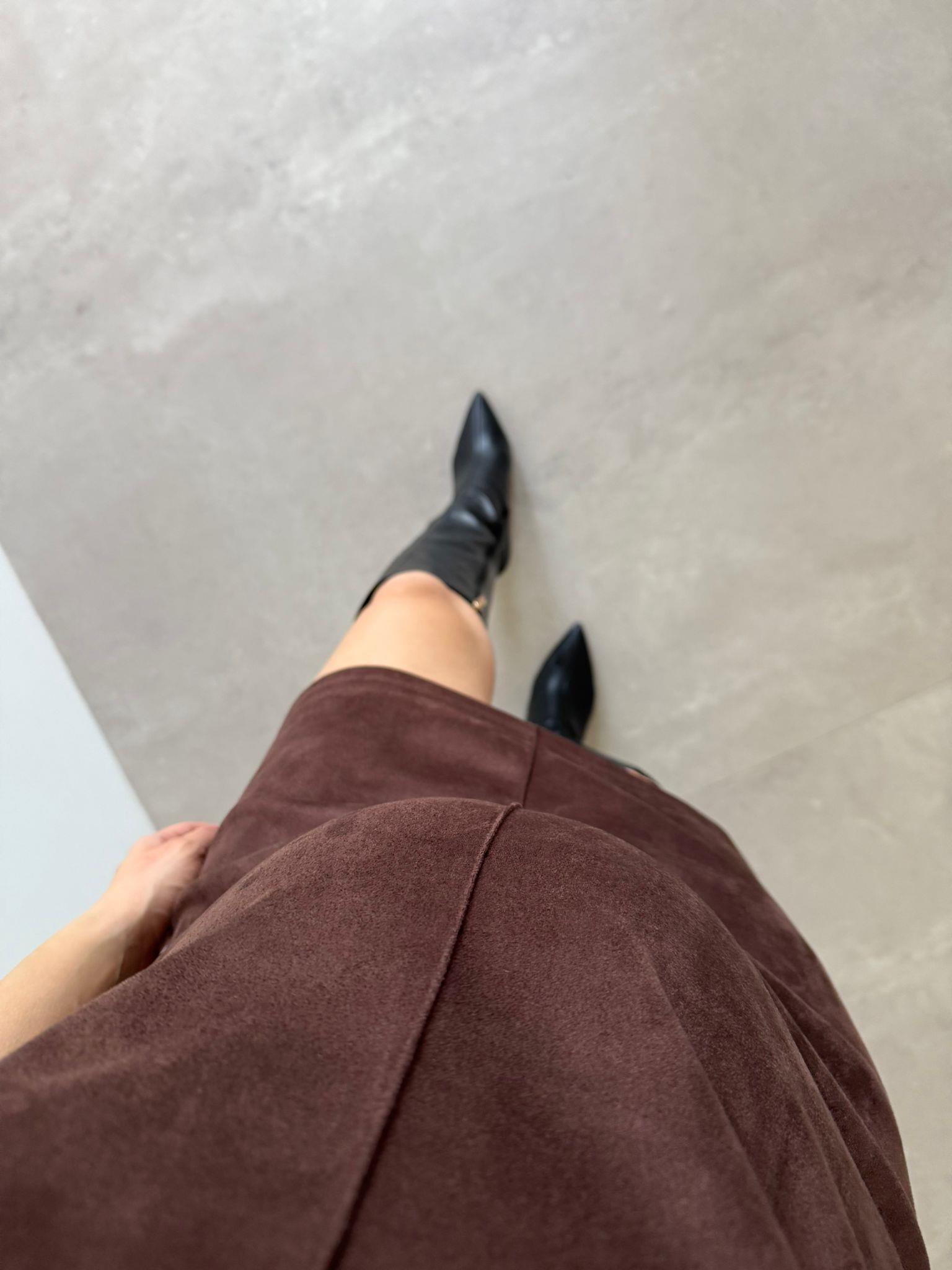 Kahve Biye Detaylı Mini Elbise