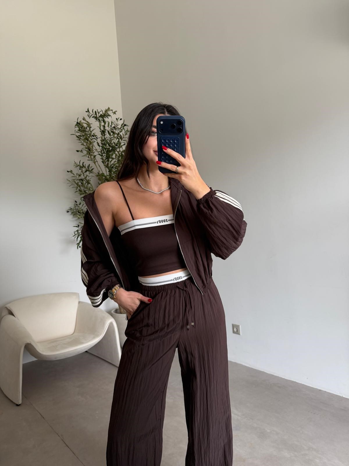 Kahve Büstiyer Detaylı 2000's Takım