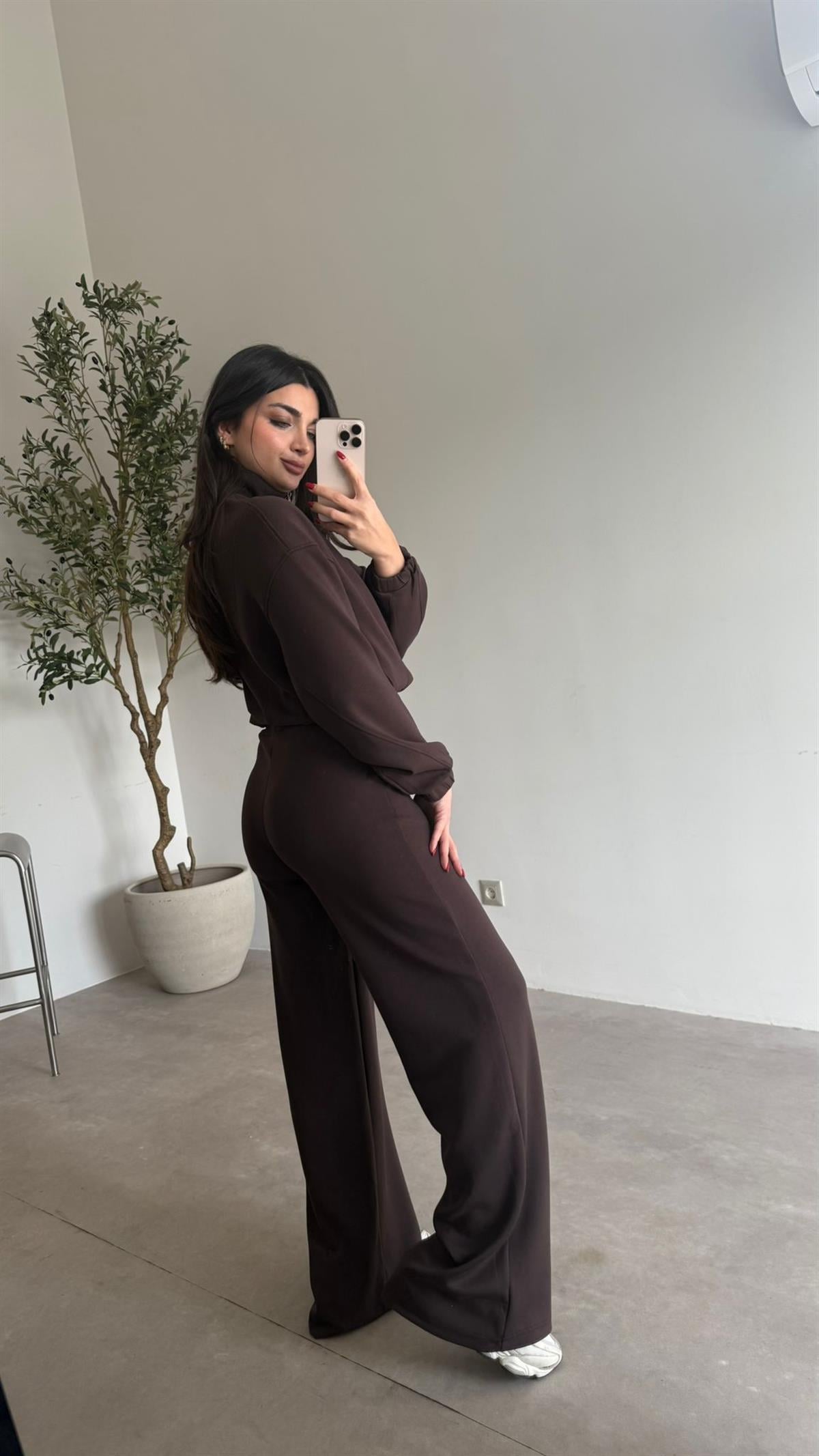 Kahve Büzgülü Modal Basic Takım