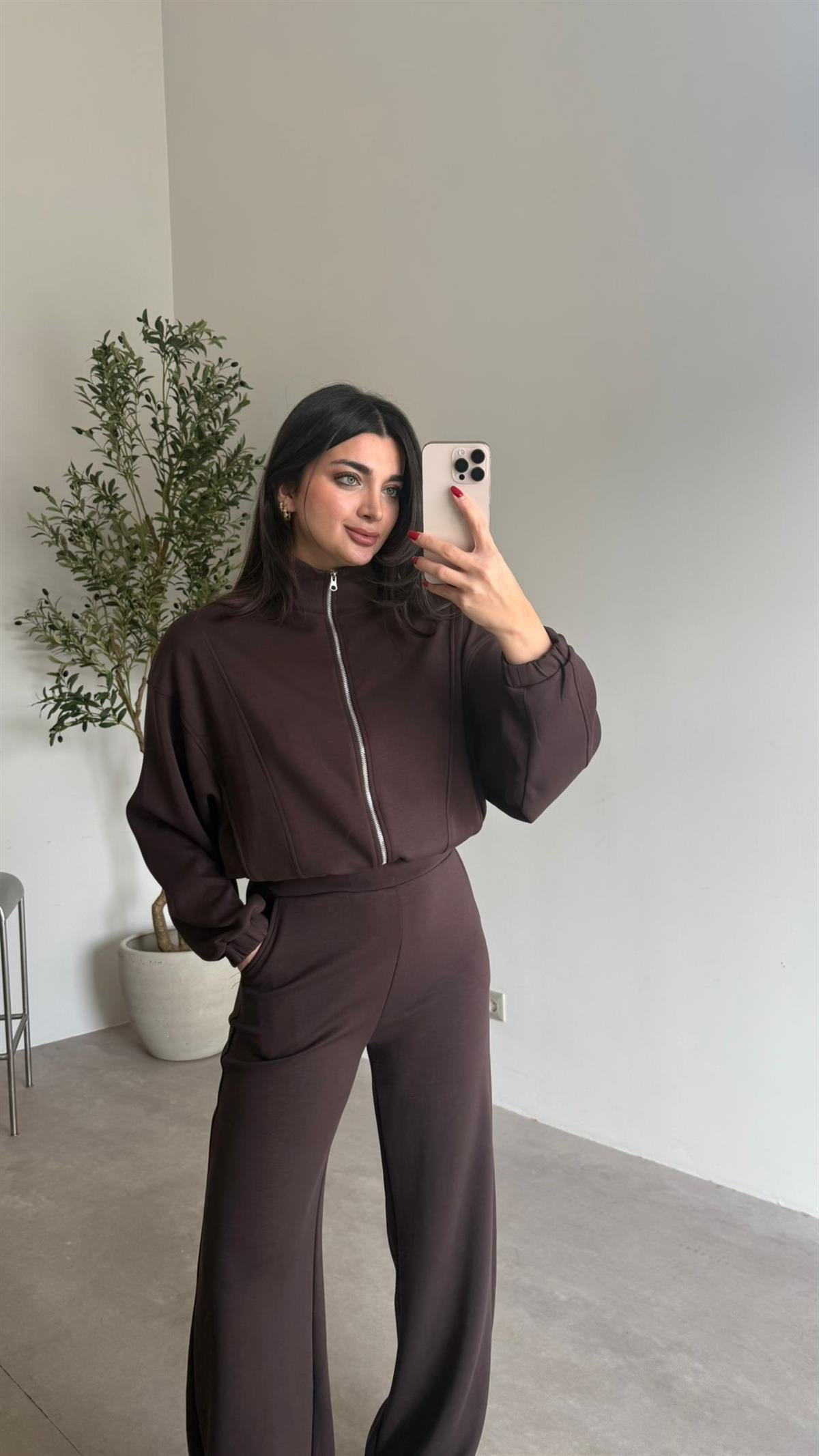 Kahve Büzgülü Modal Basic Takım