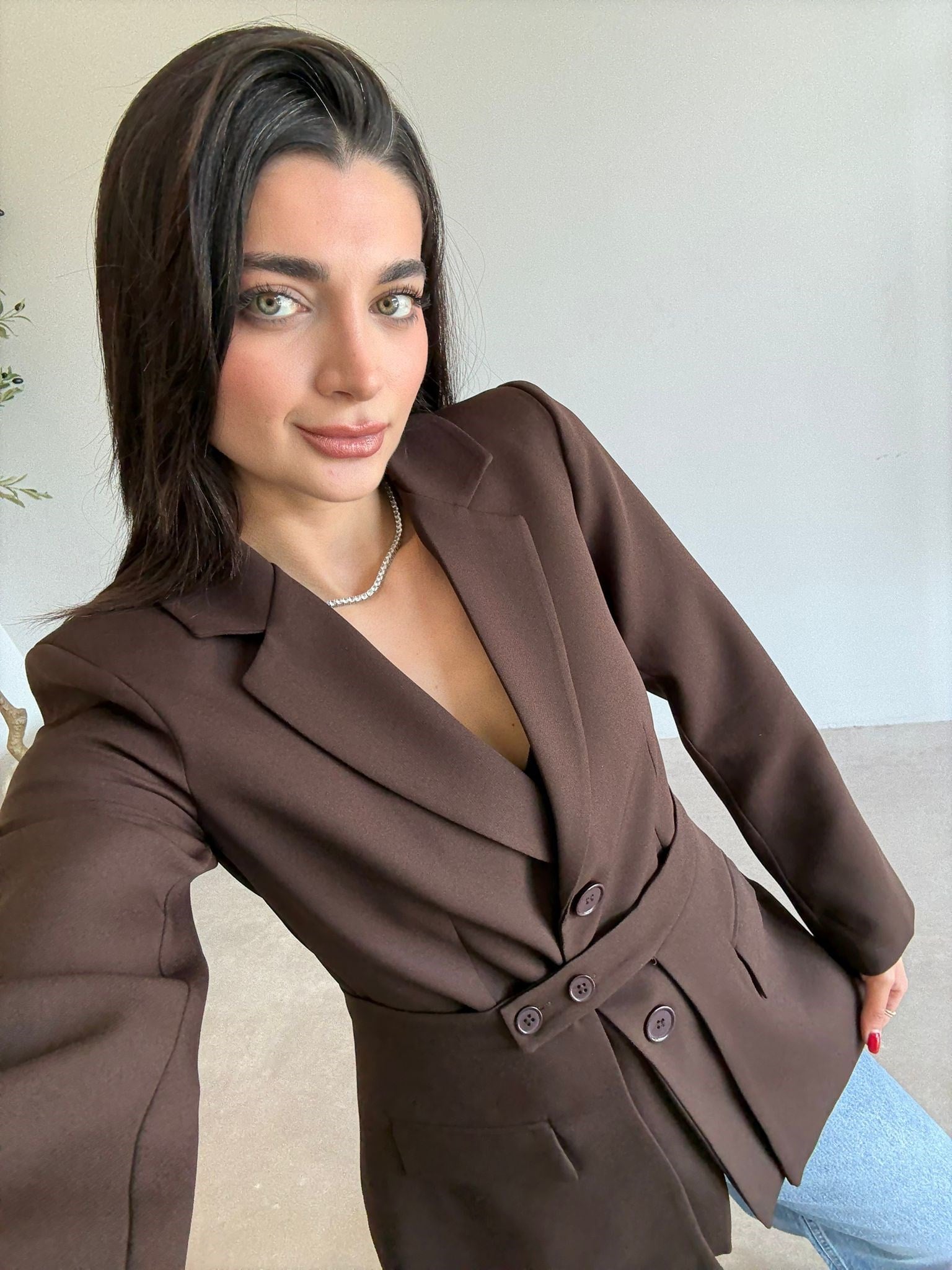 Kahve Cepli Tasarım Ceket