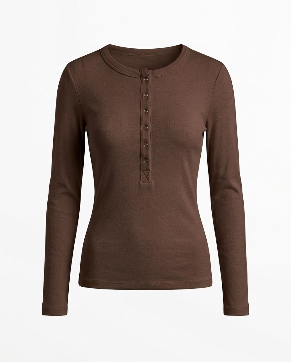 Kahve Çıtçıtlı Basic Bluz