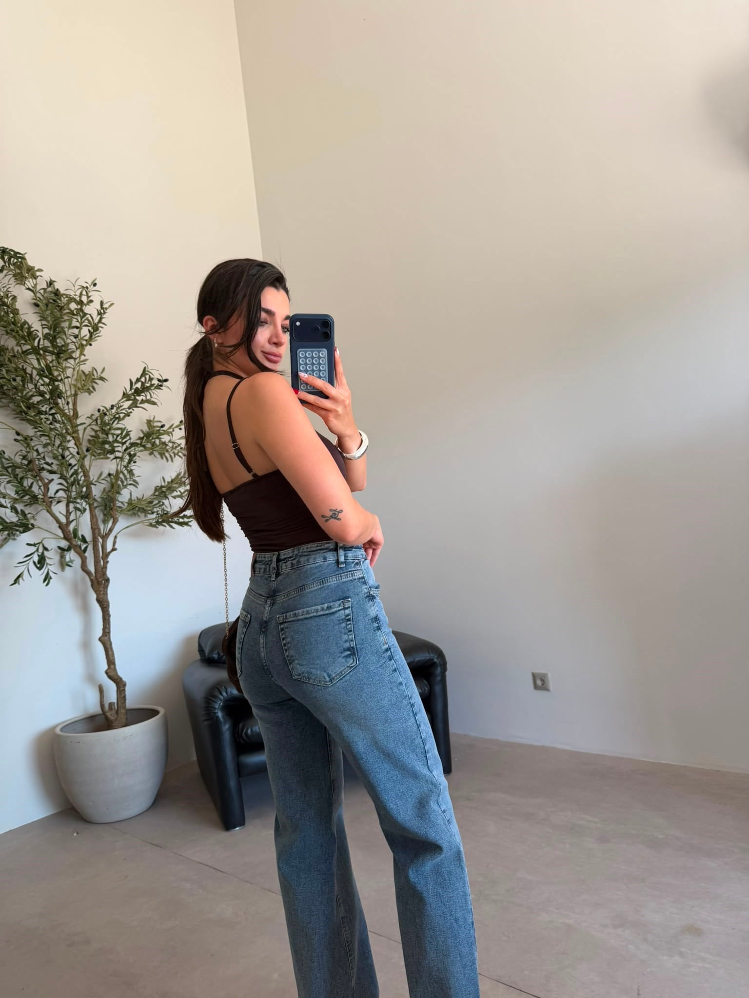 Kahve Dantelli Bağlamalı Bodysuit