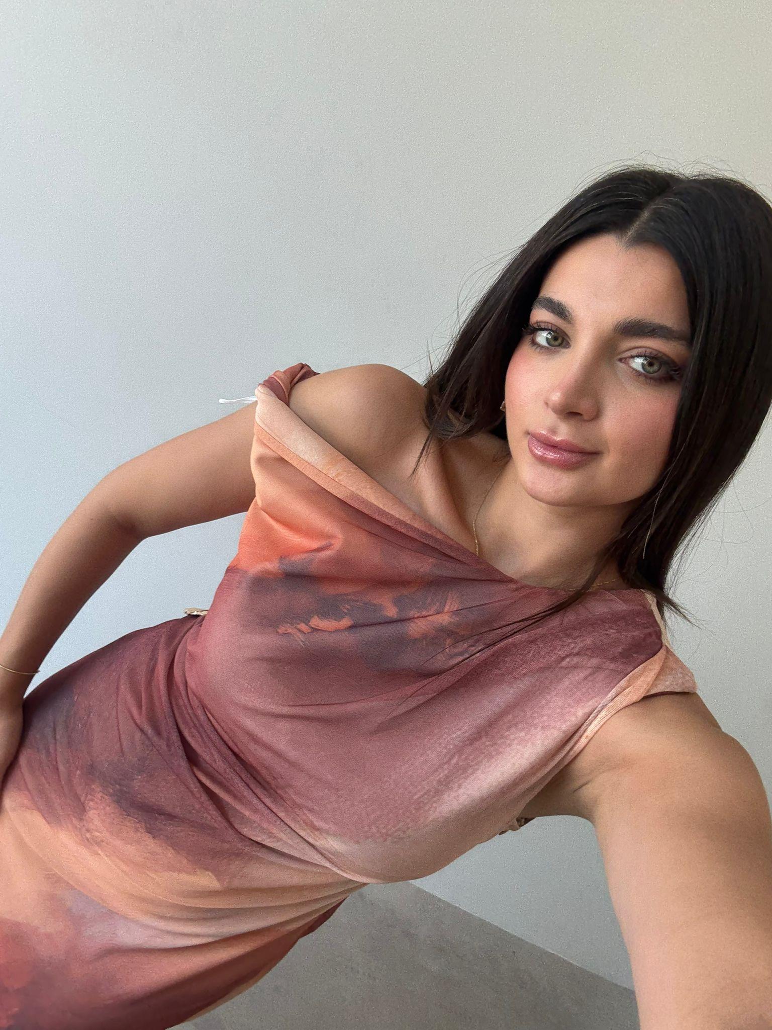 Kahve Drapeli Toka Detaylı Tül Elbise