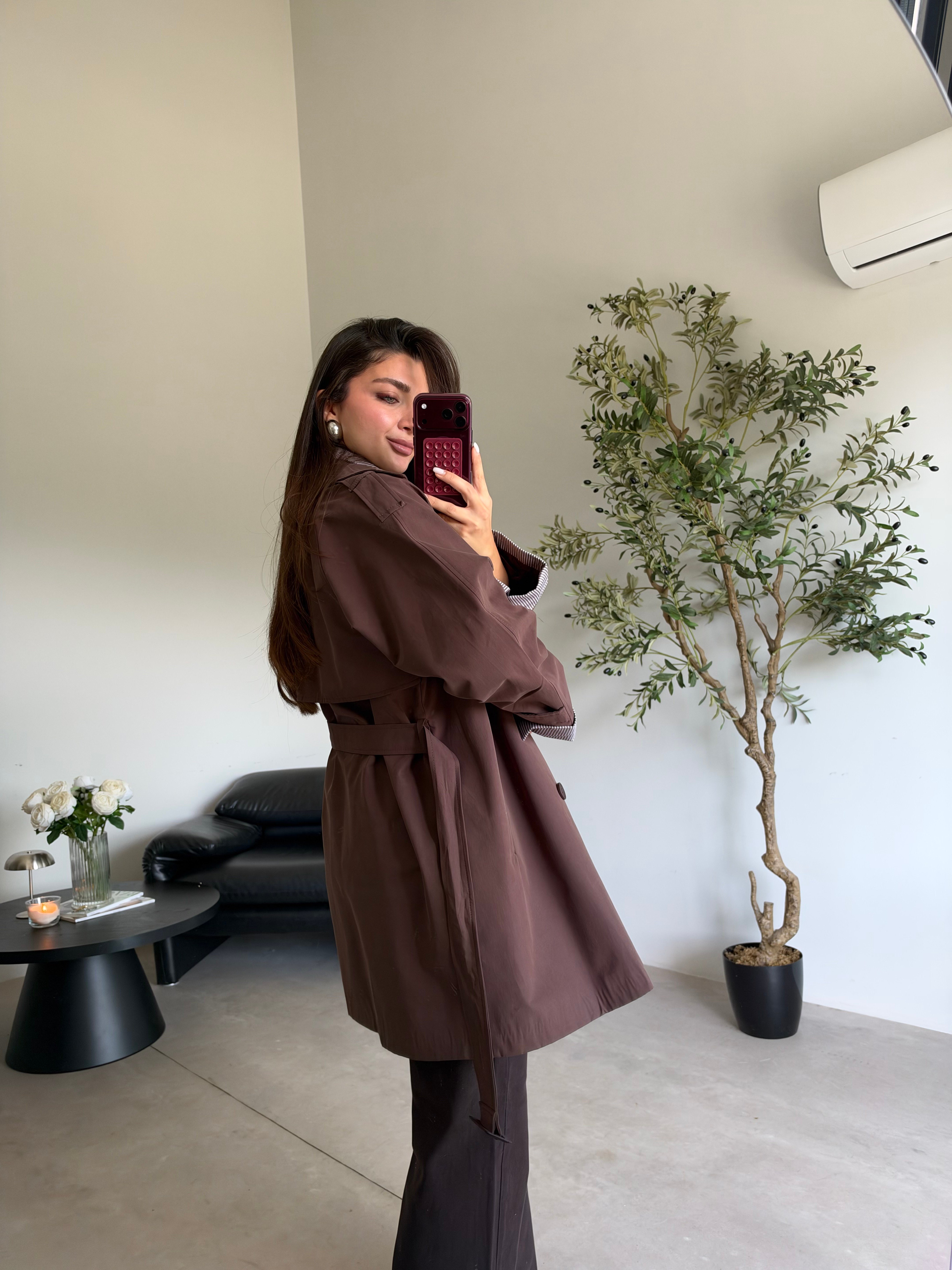 Kahve Gömlek Detaylı Ceket