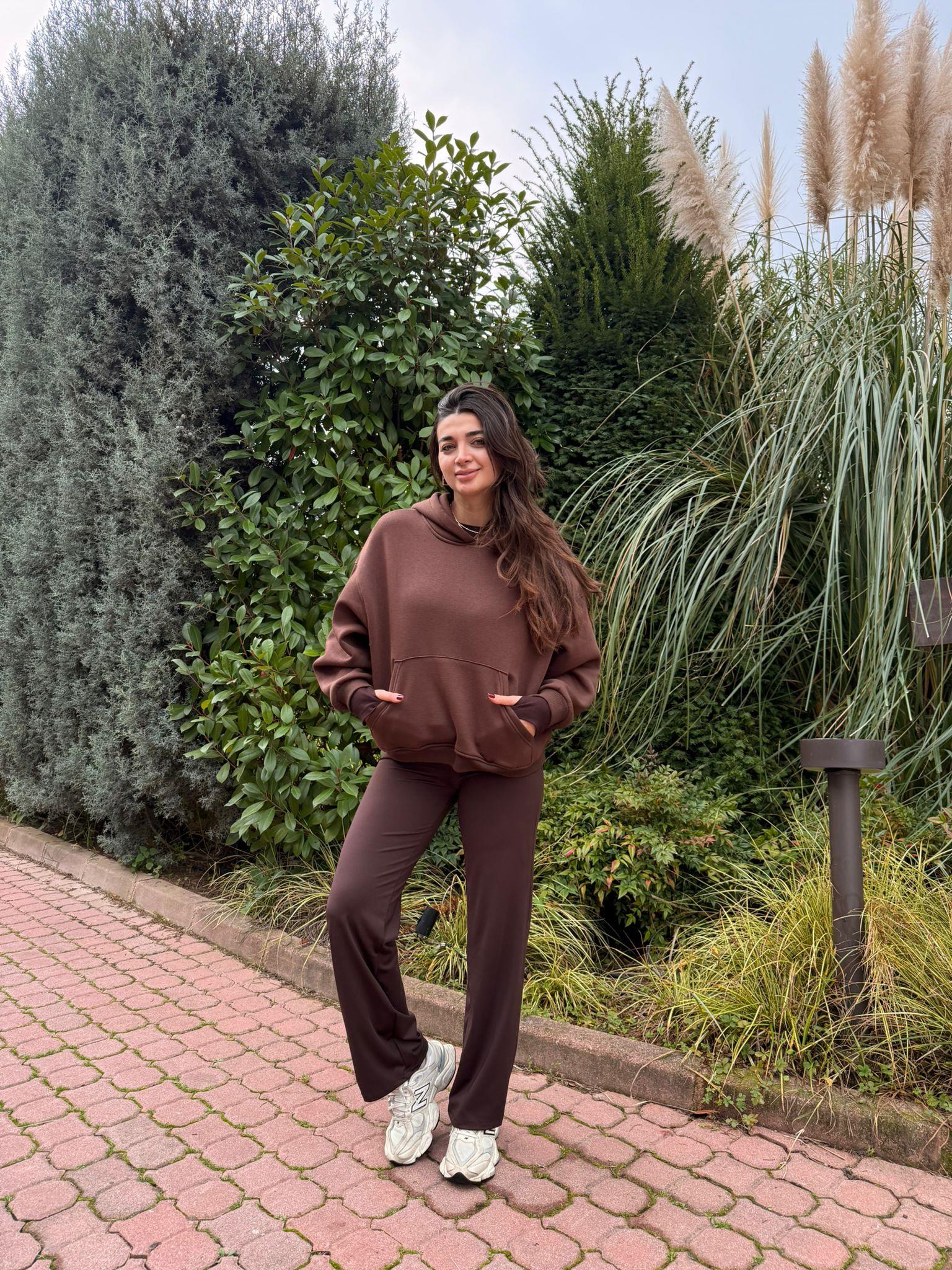 Kahve Kapüşonlu Elvis Sweat