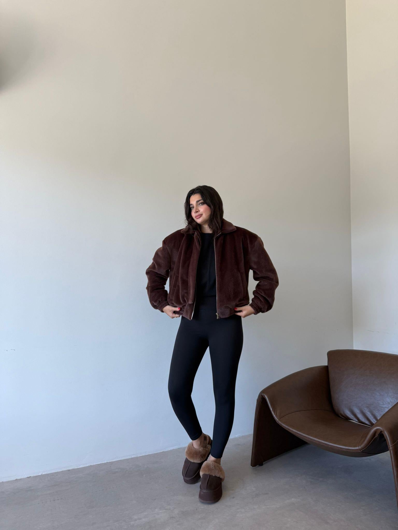 Kahve Kırçıllı Bomber Ceket