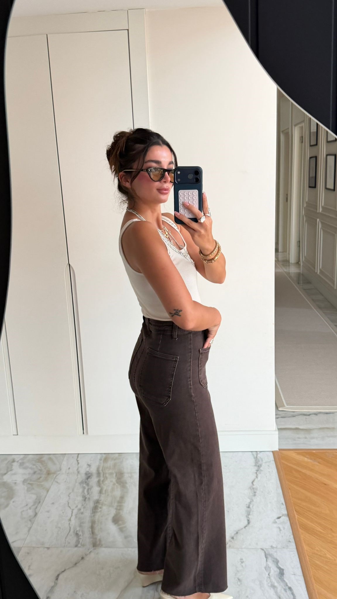 Kahve Önü Cepli Likralı Jean