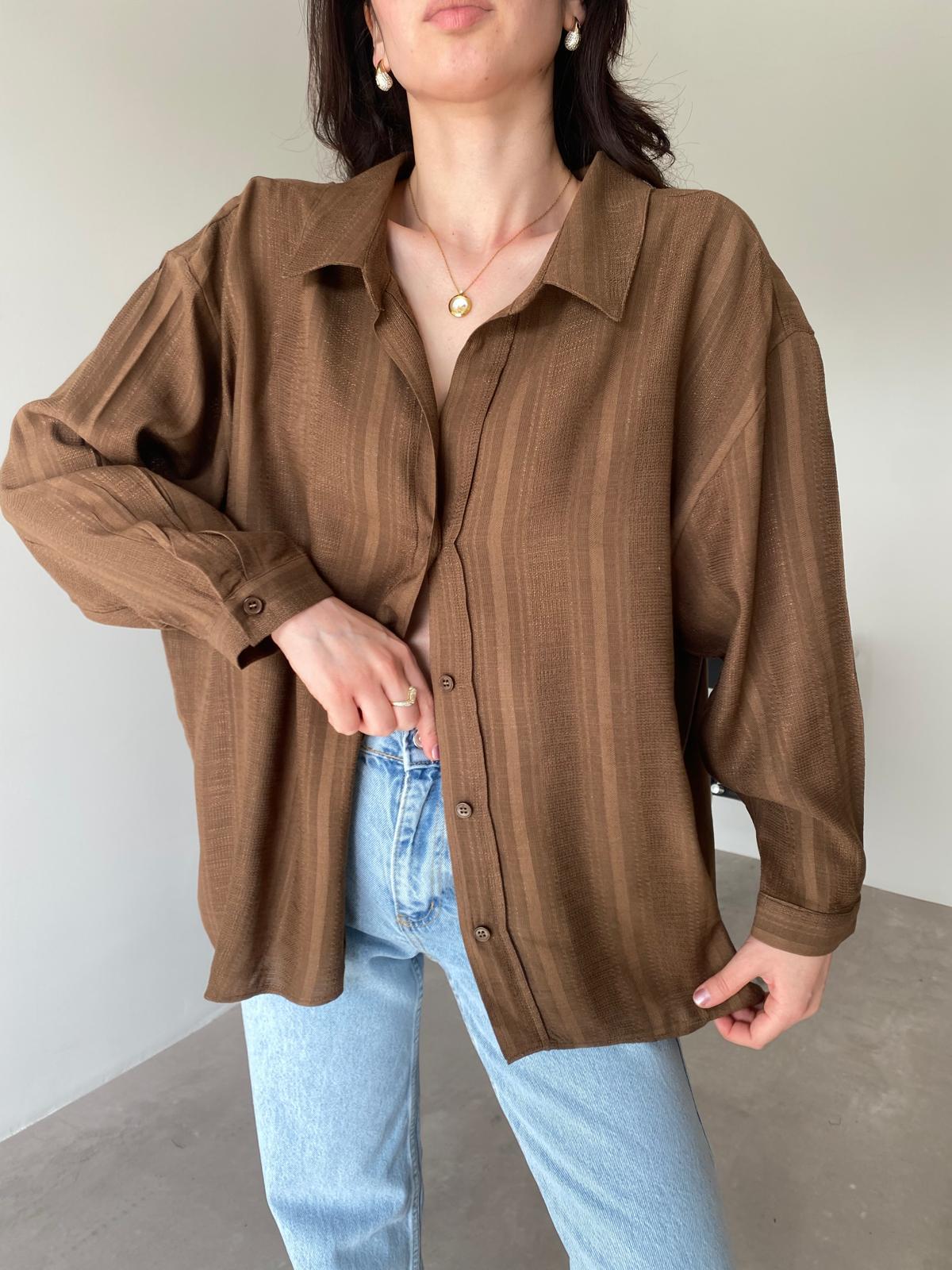 Kahve Oversize Transparan Gömlek