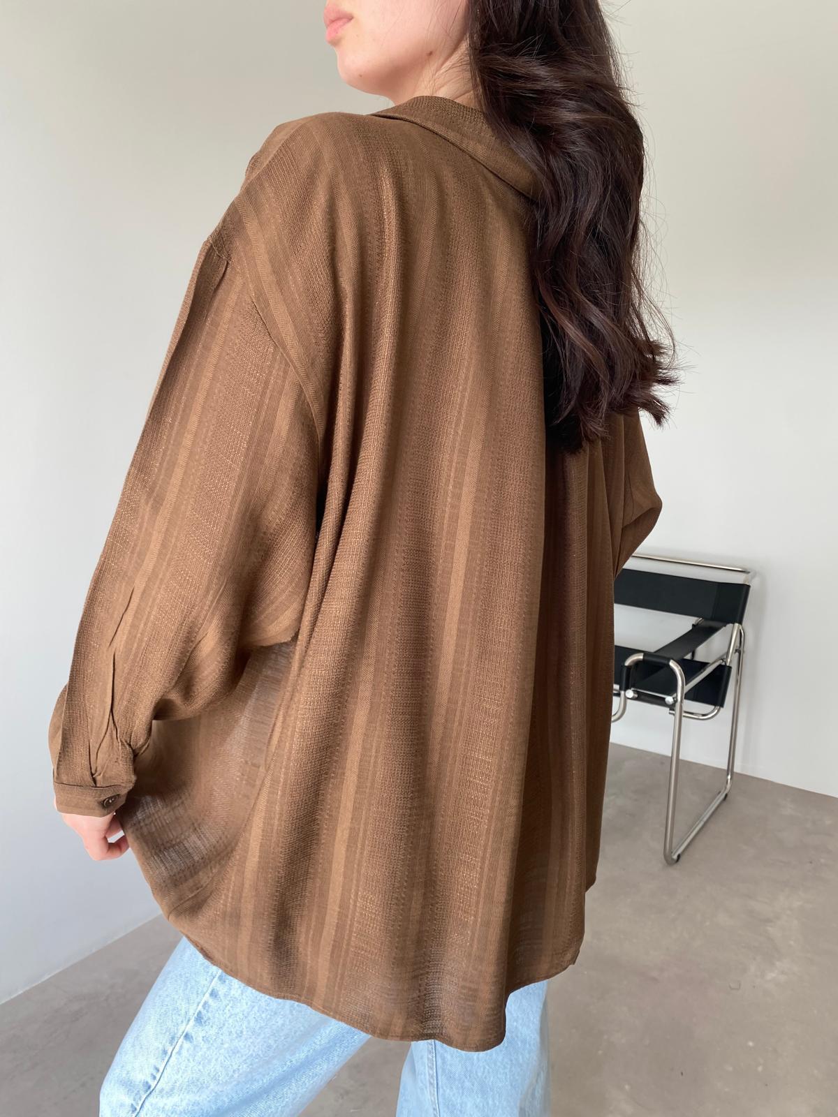Kahve Oversize Transparan Gömlek