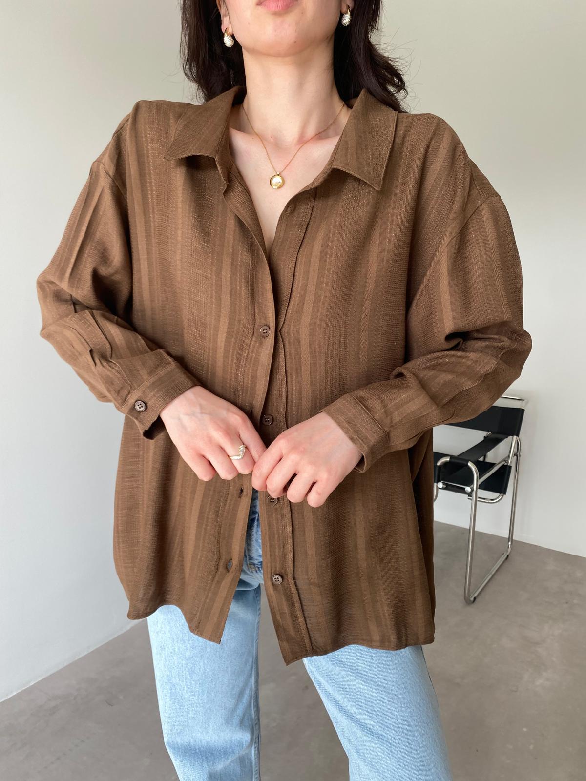 Kahve Oversize Transparan Gömlek