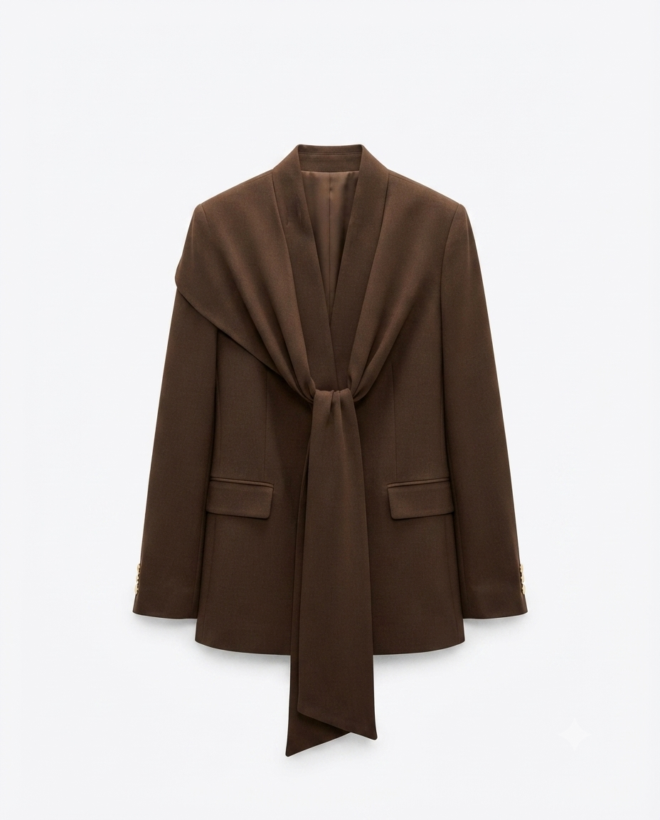 Kahve Şallı Blazer Ceket