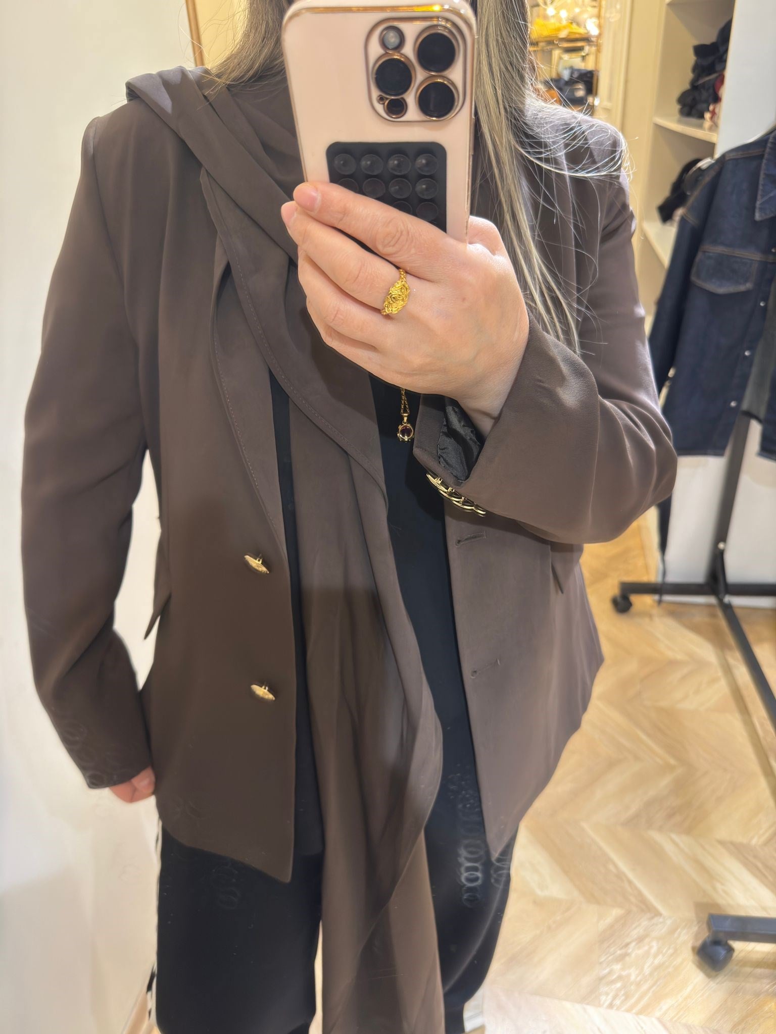 Kahve Şallı Blazer Ceket