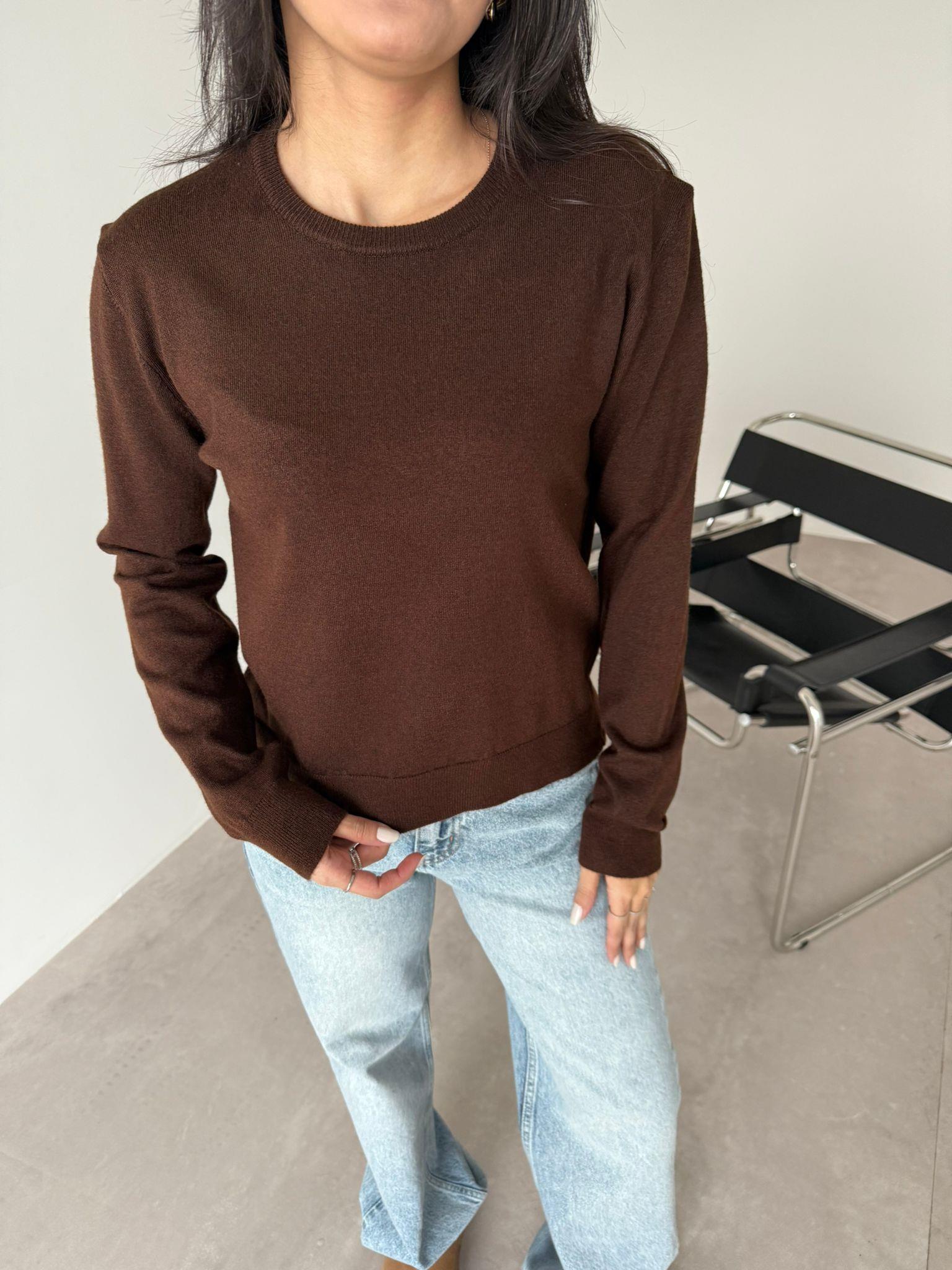 Kahverengi Premium Kalite Basic Bluz