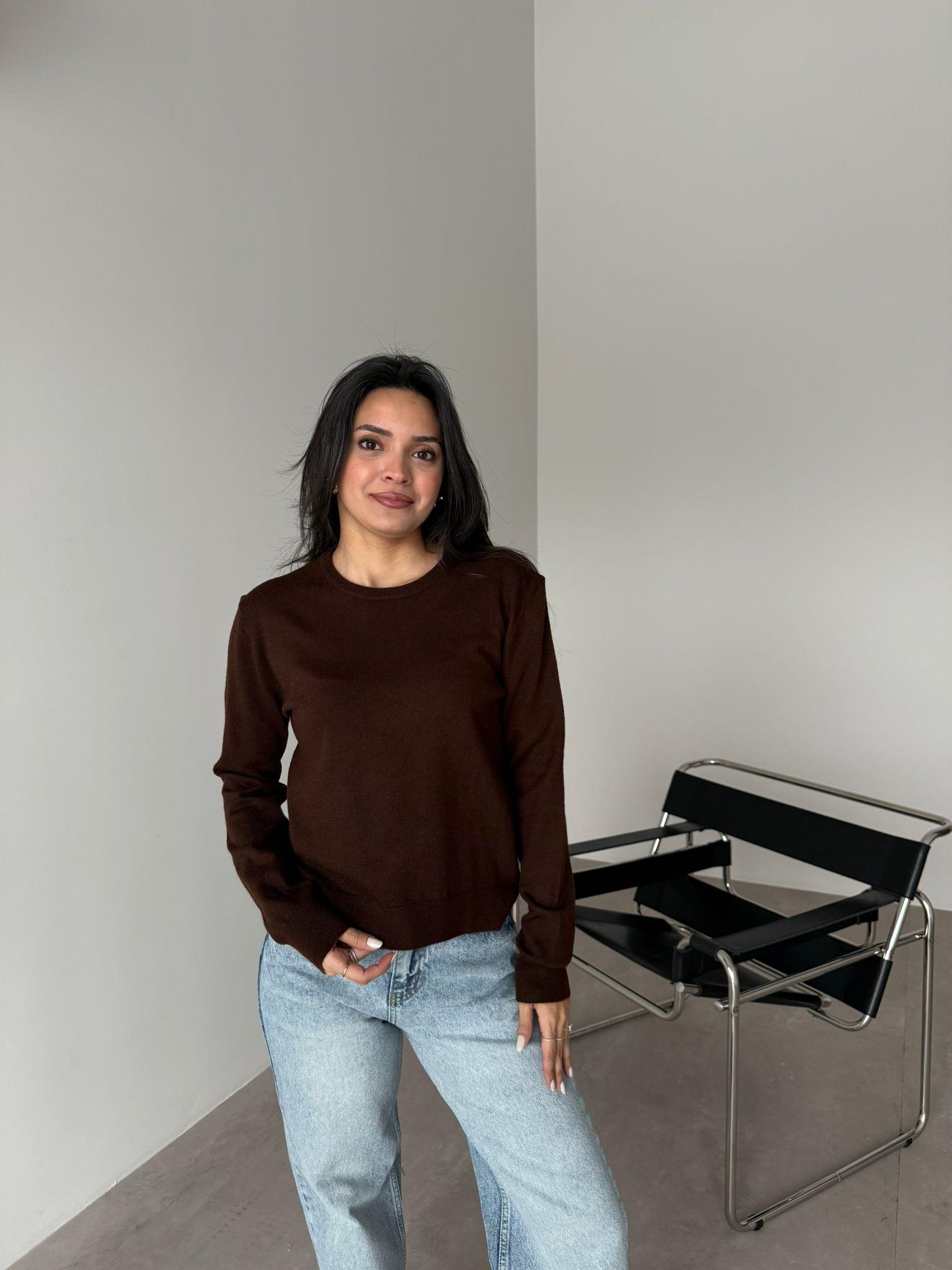 Kahverengi Premium Kalite Basic Bluz