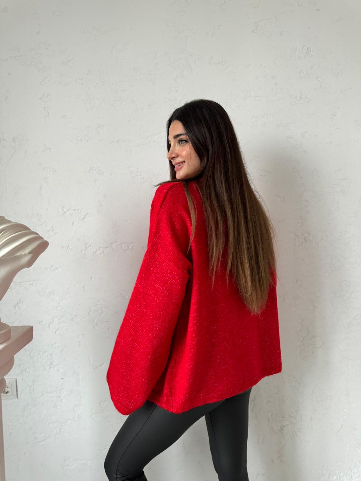 Kırmızı Oversize Kazak