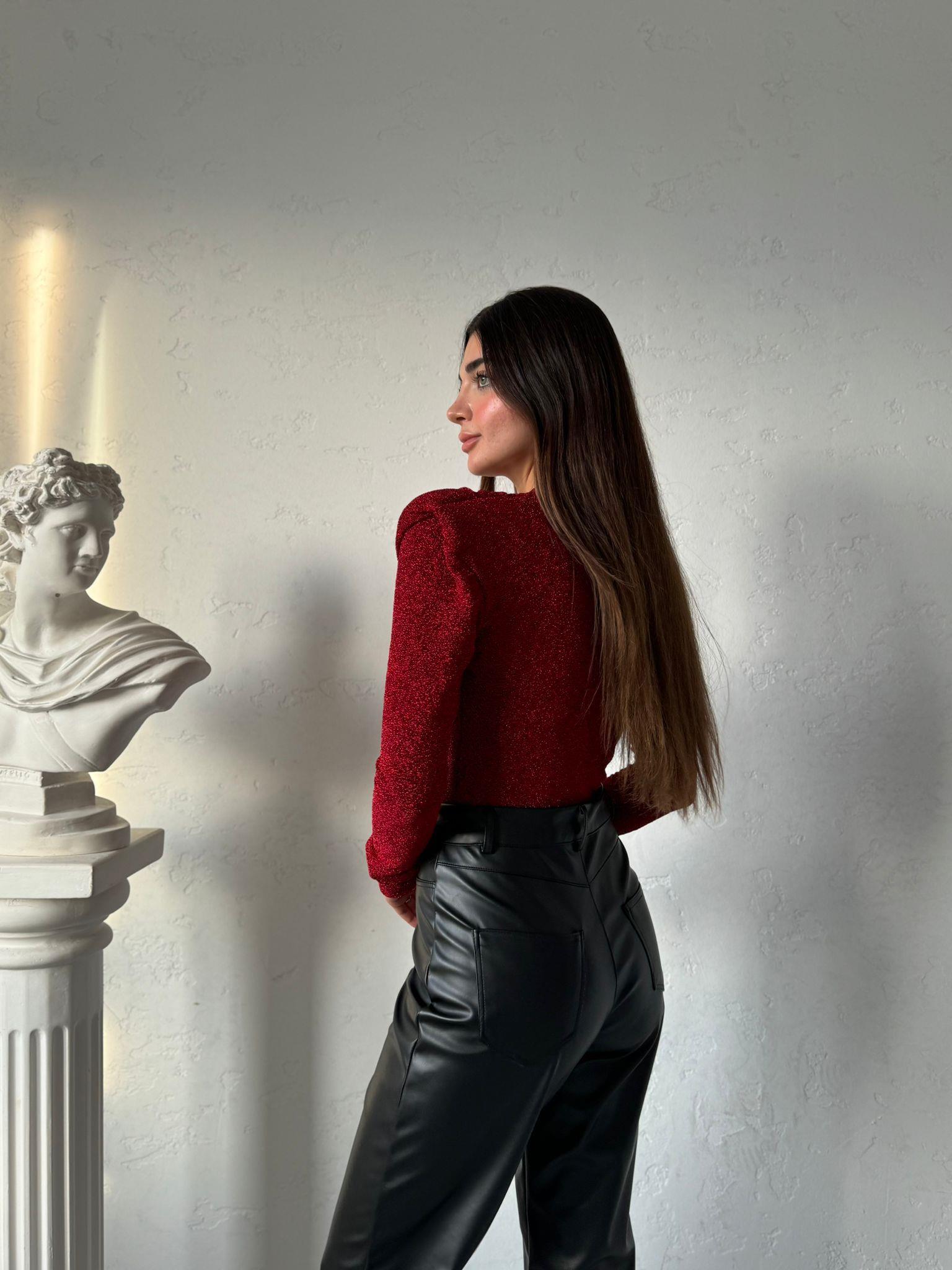Kırmızı Simli Bodysuit
