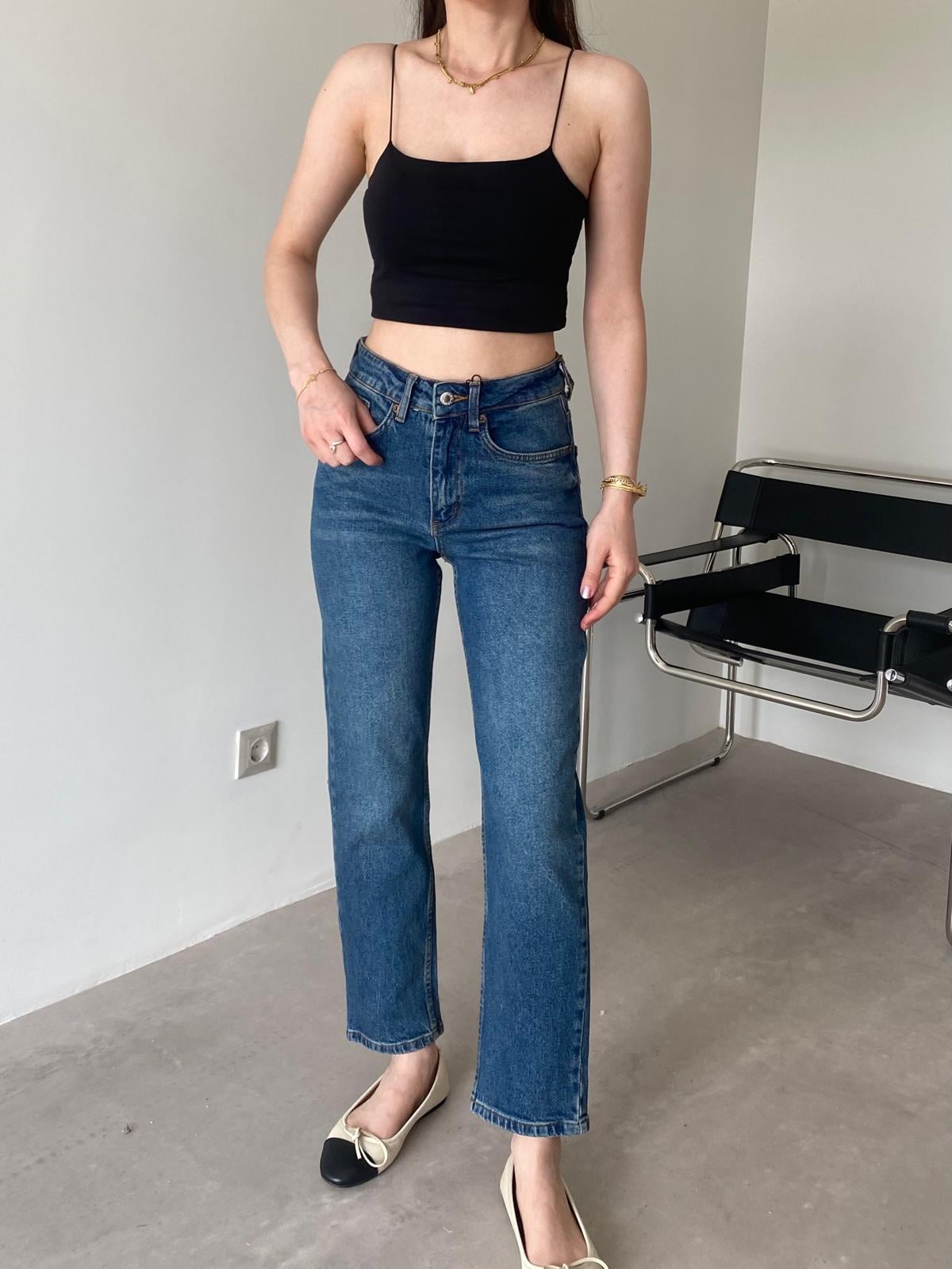 Koyu Mavi Orjinal Marka Mom Fit Jean