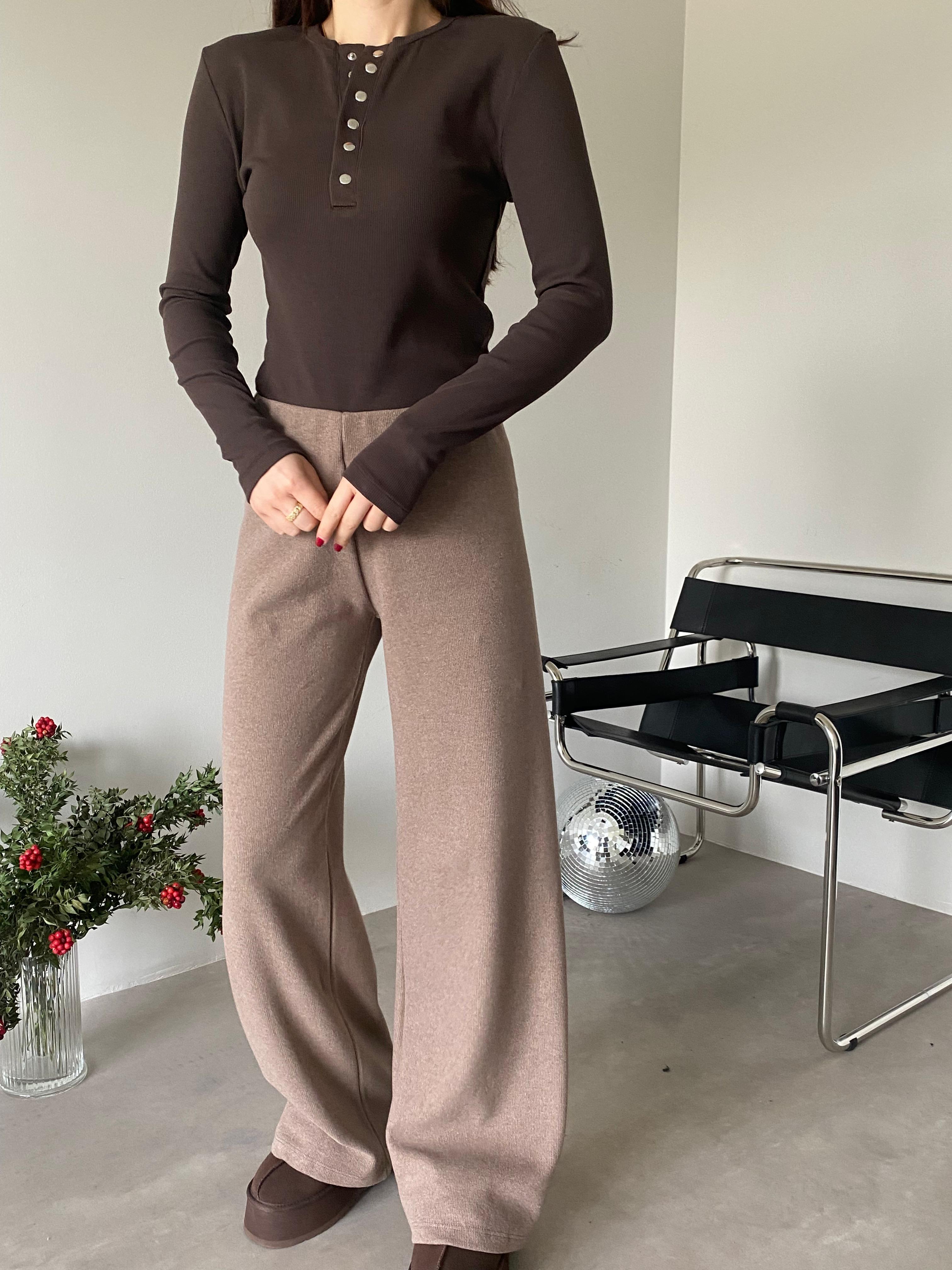Koyu Vizon Fitilli Yumuşacık Pantolon