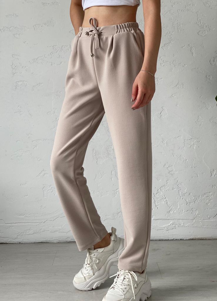 Krem Beli Bağlamalı Misty Pantolon