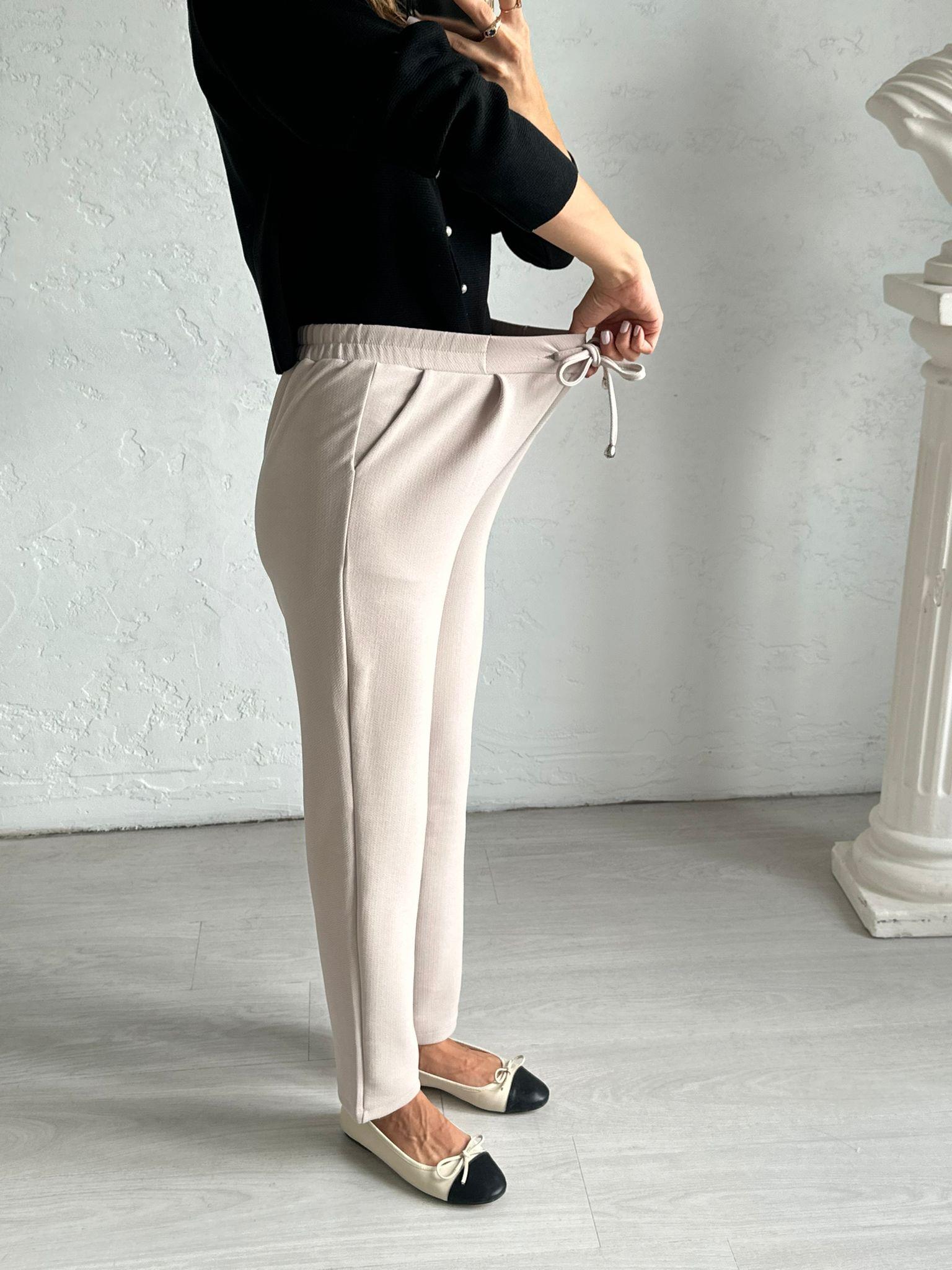 Krem Beli Bağlamalı Misty Pantolon