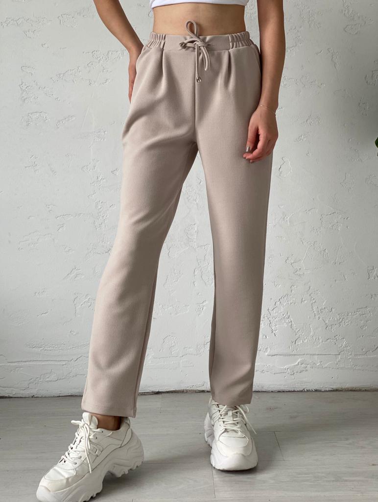 Krem Beli Bağlamalı Misty Pantolon
