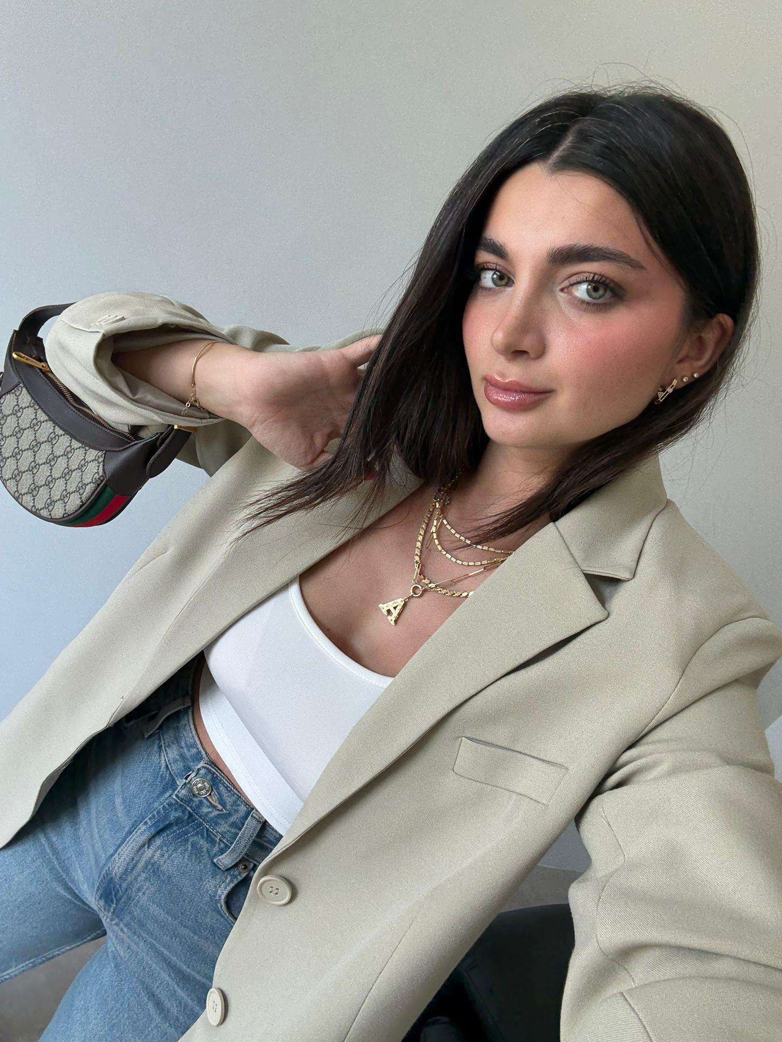 Krem Çift Düğmeli Blazer Ceket
