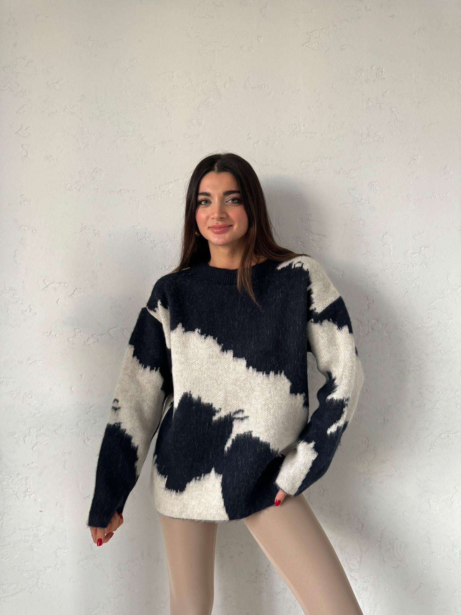 Krem Lacivert Vintage Kazak