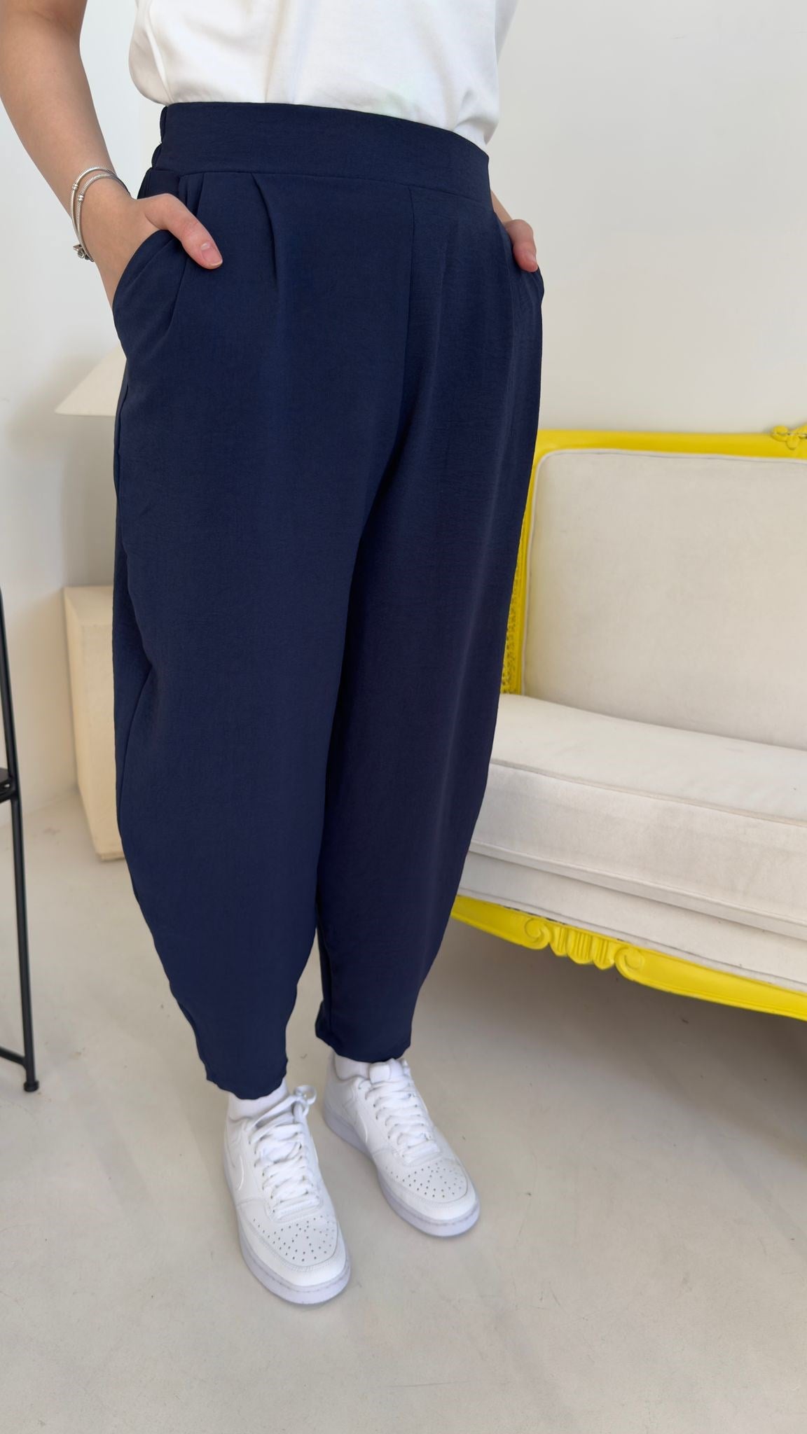 Lacivert Ayrobin Şalvar Pantolon