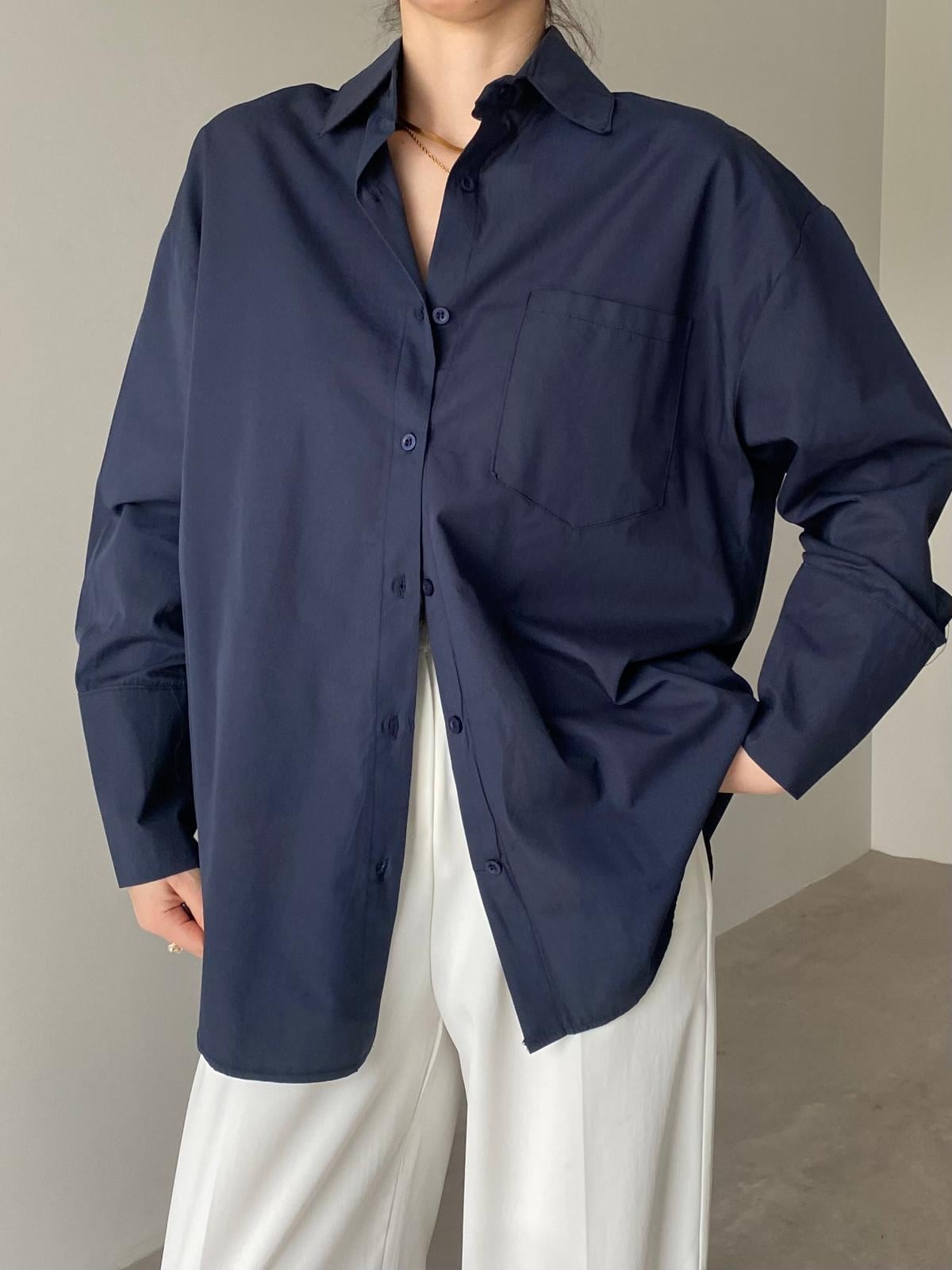 Lacivert Basic Poplin Gömlek
