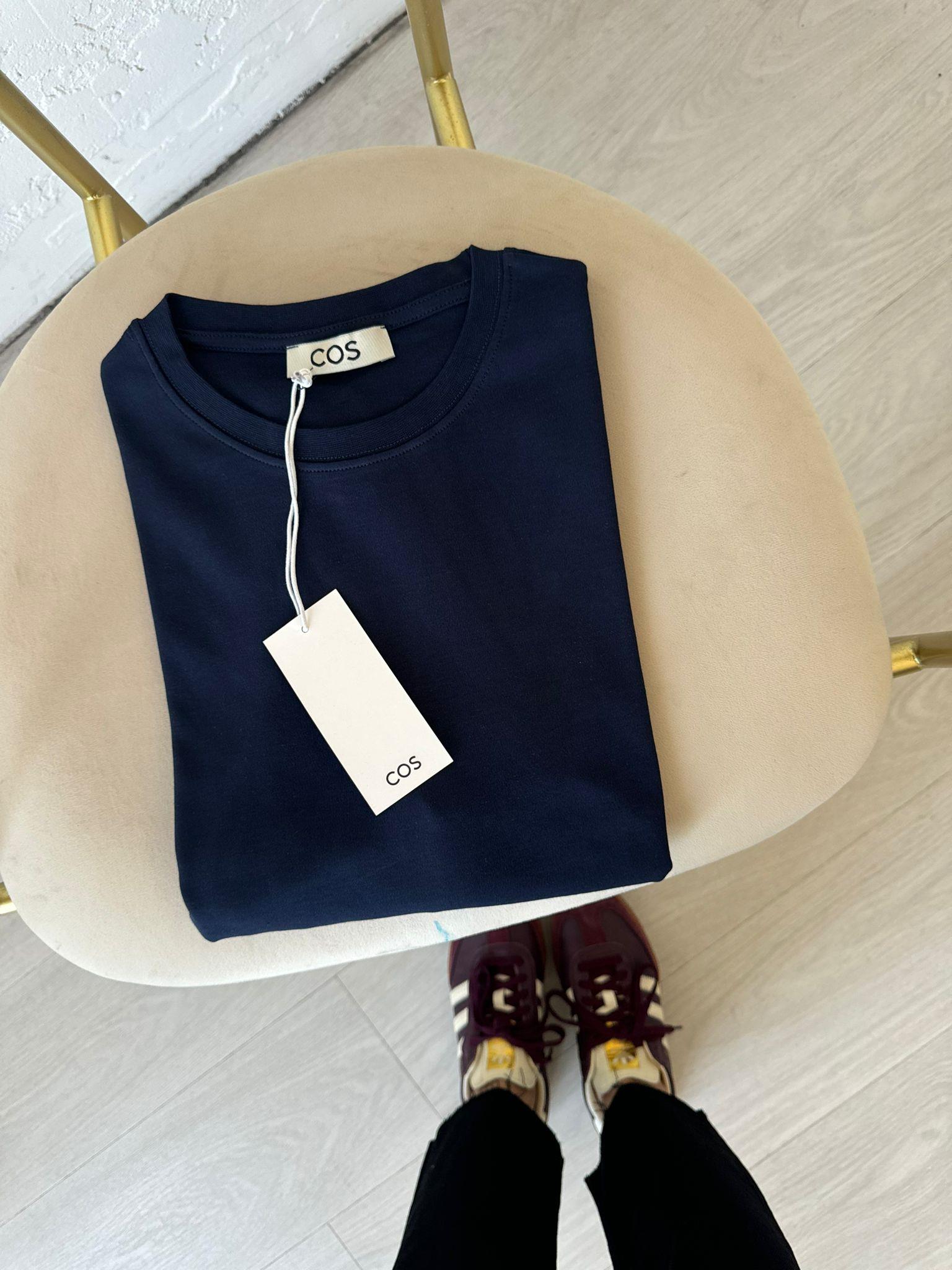 Lacivert Bisiklet Yaka Uzun Kol Basic Bluz