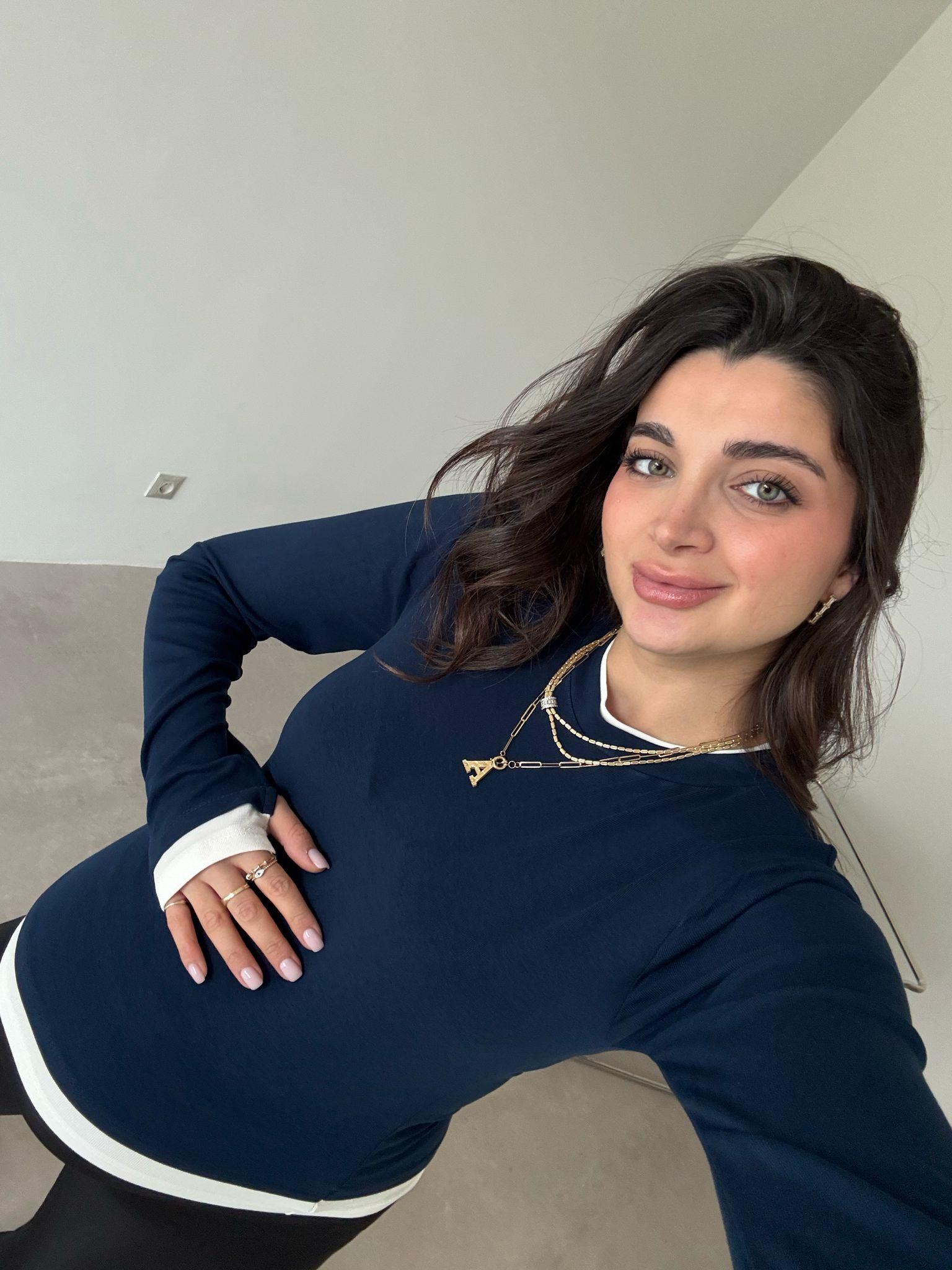 Lacivert Çift Yaka Aura Bluz