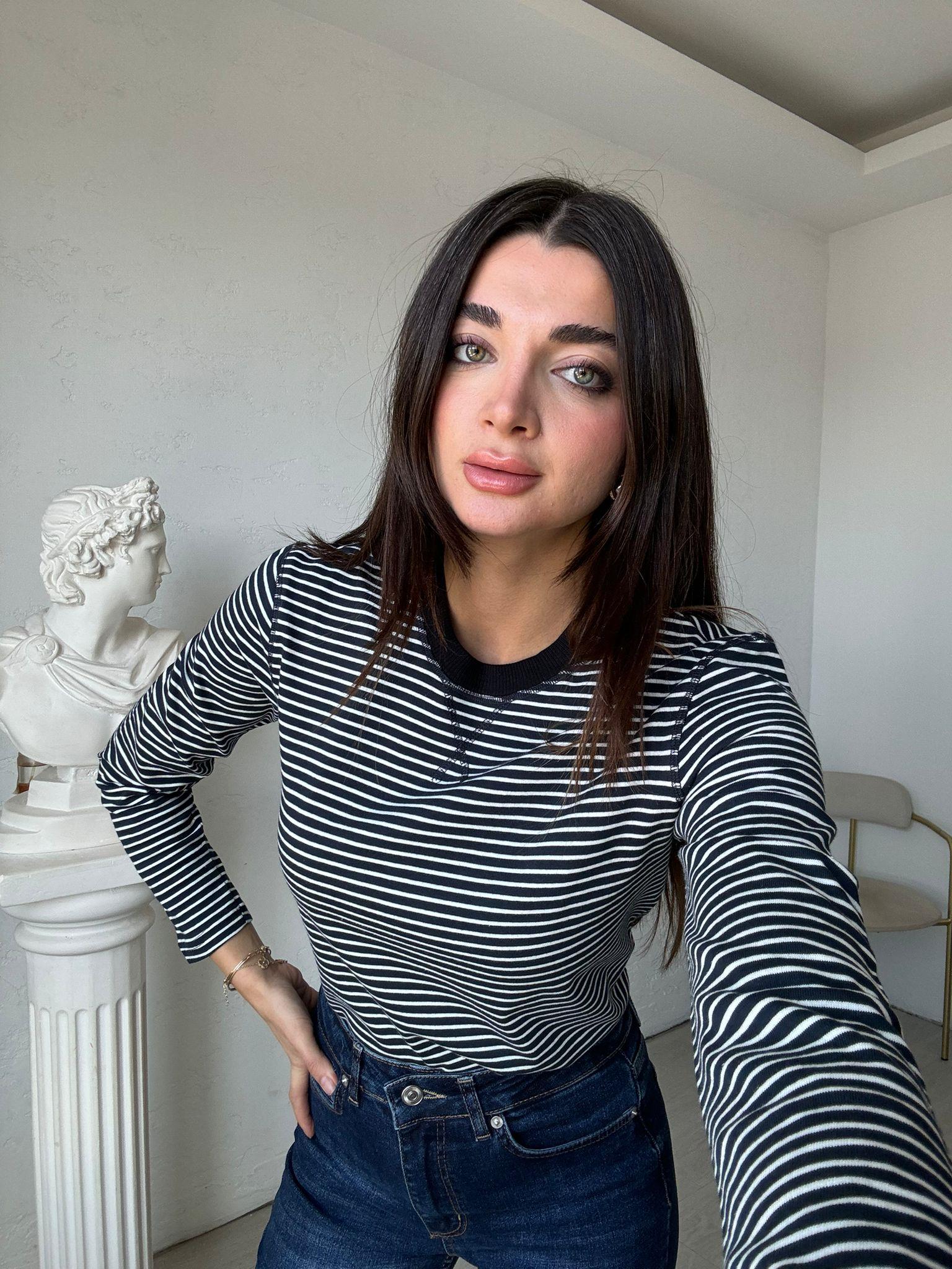 Lacivert Çizgili Basic Sweat