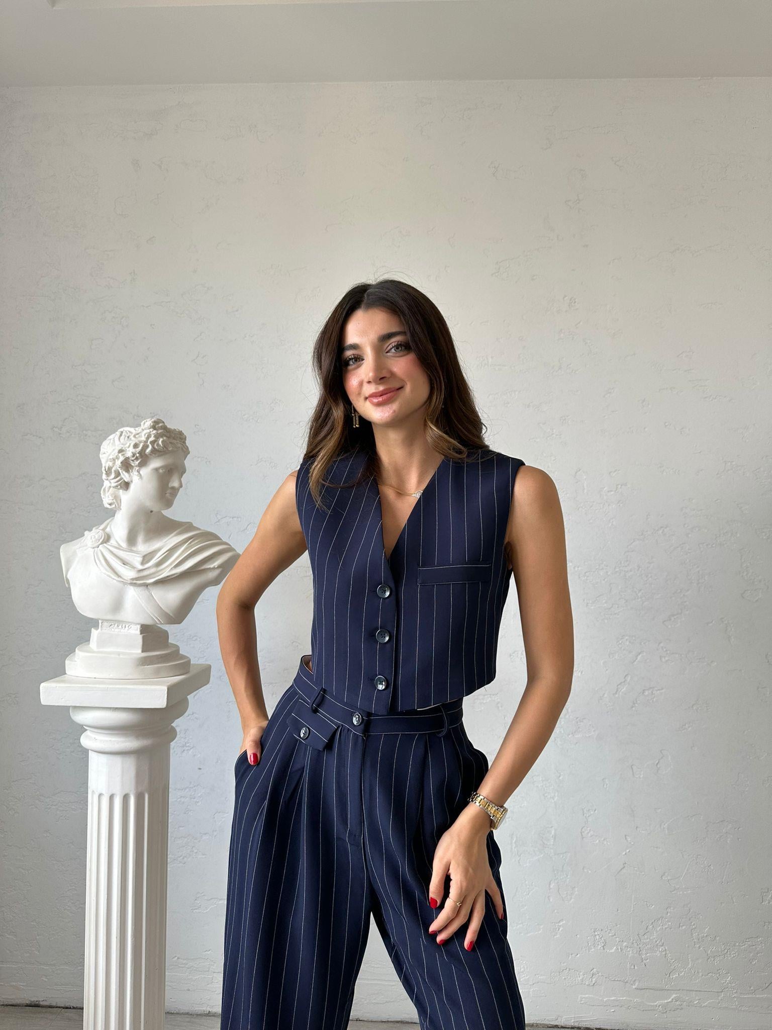 Lacivert Çizgili Takım
