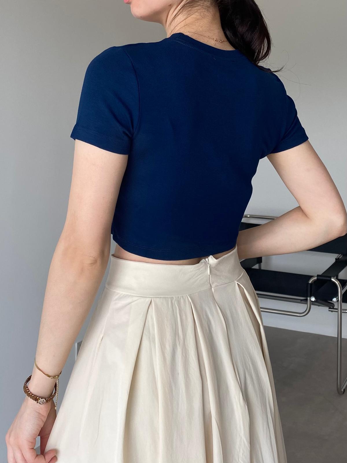 Lacivert Daisy Crop Tişört