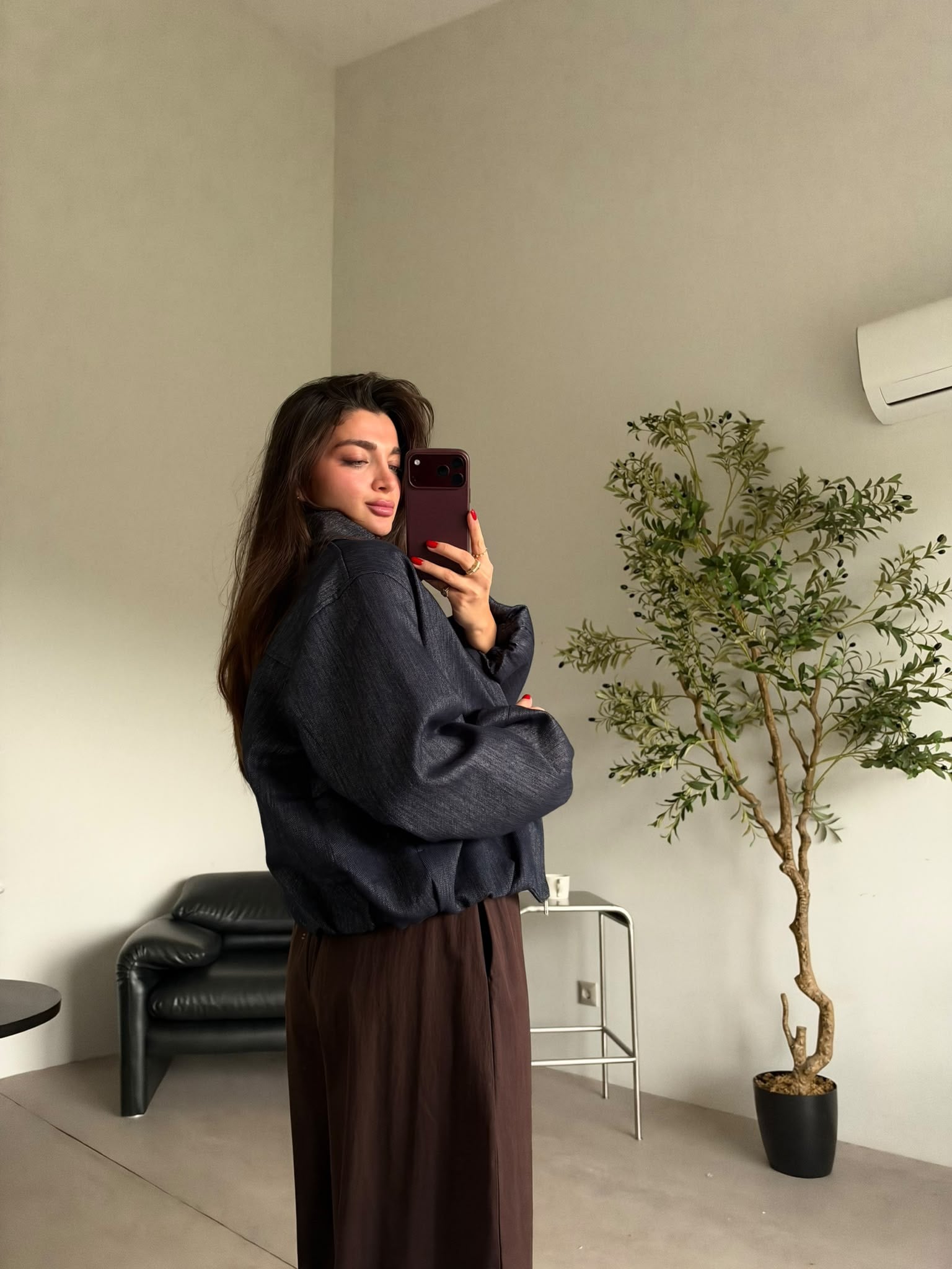 Lacivert Denim Bomber Ceket