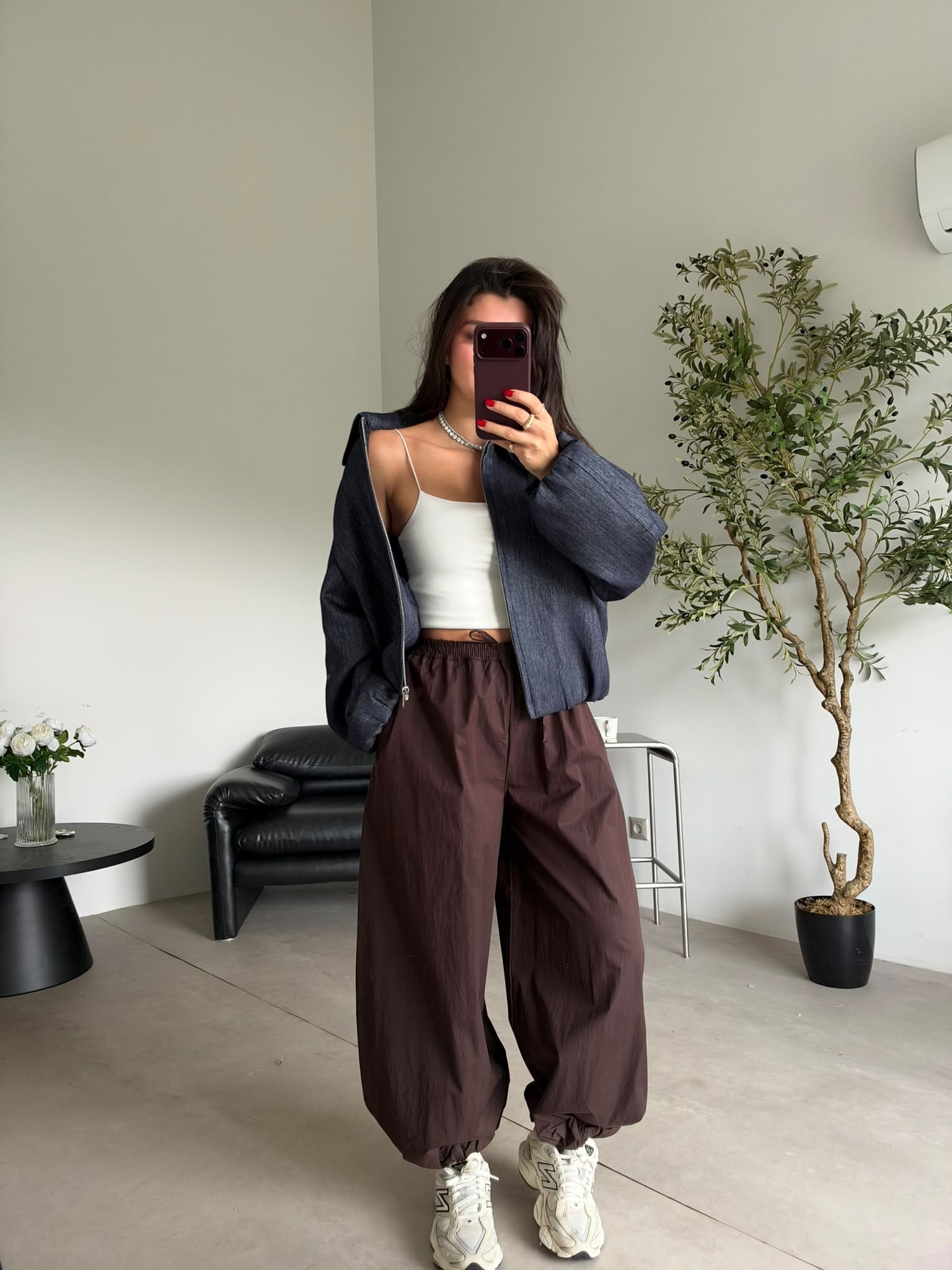 Lacivert Denim Bomber Ceket