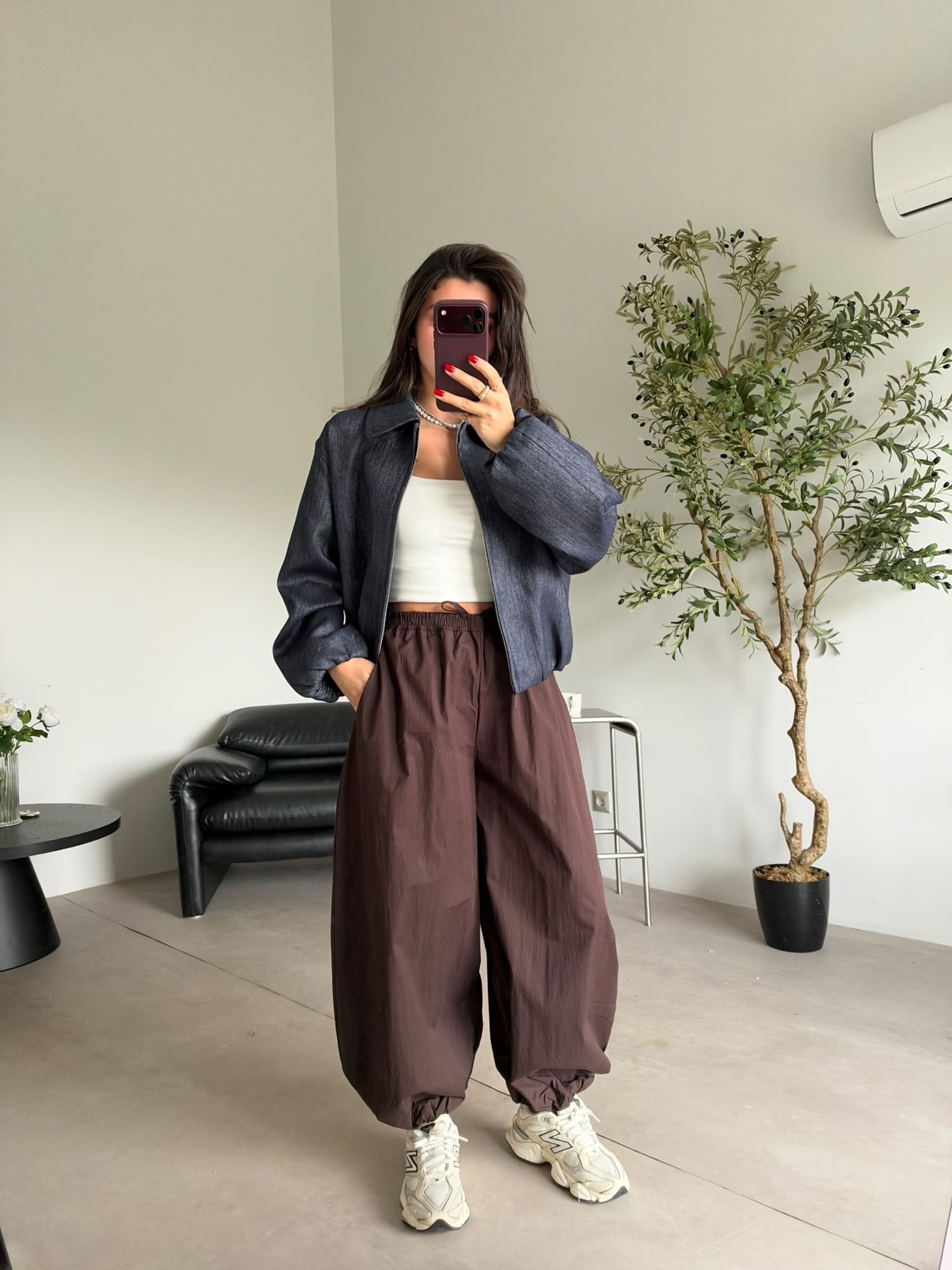 Lacivert Denim Bomber Ceket