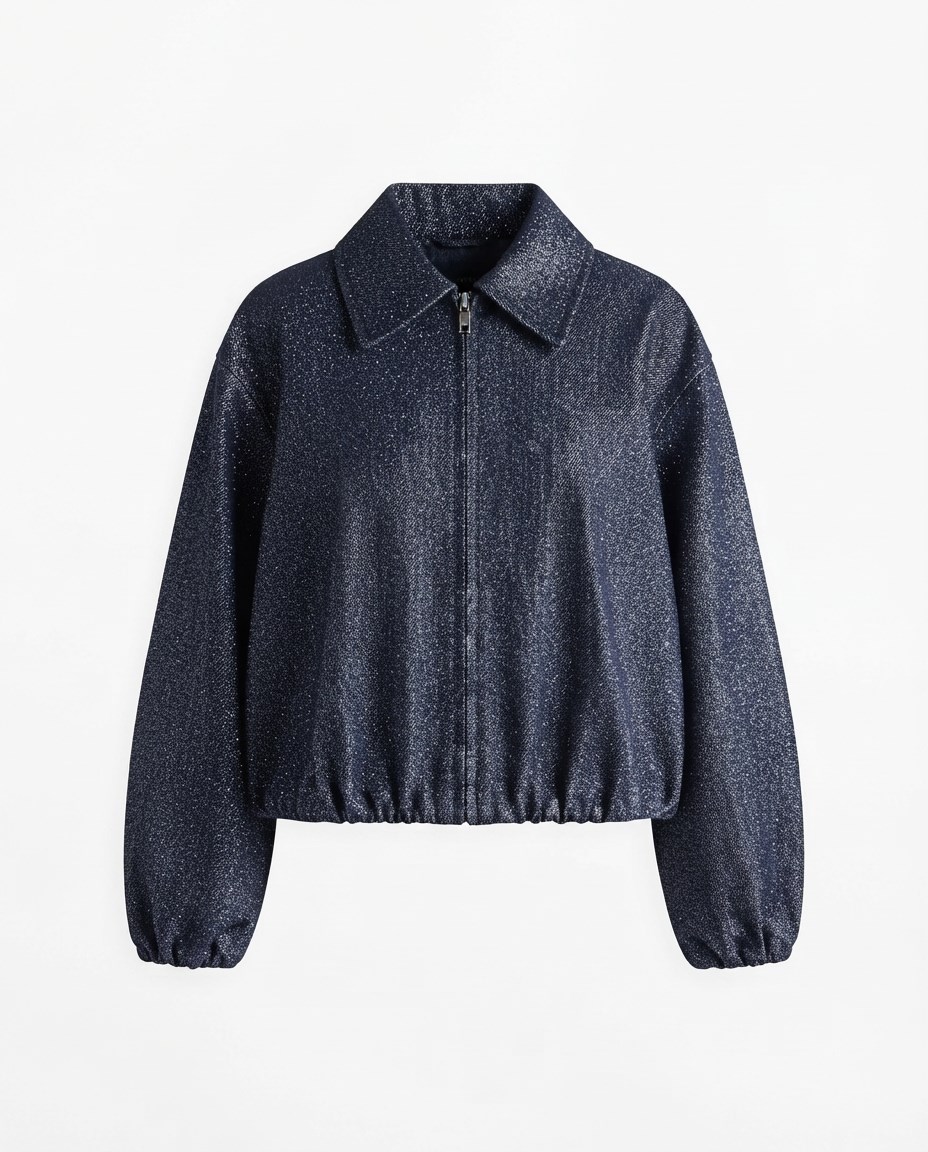 Lacivert Denim Bomber Ceket