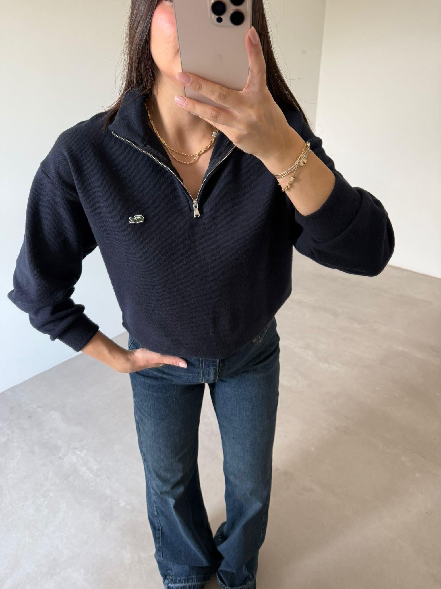 Lacivert Fermuar Detaylı logolu Marka Model Sweat