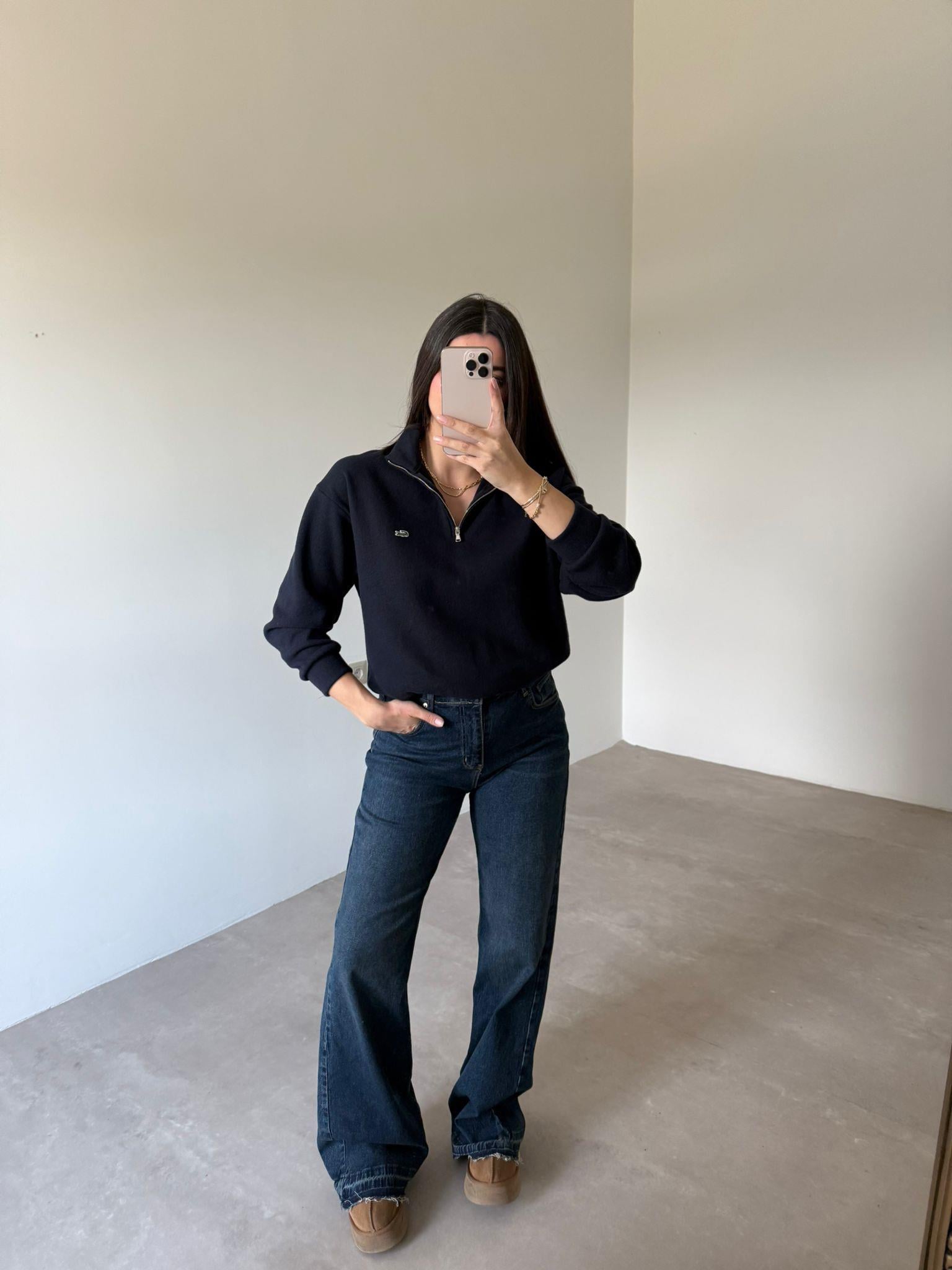 Lacivert Fermuar Detaylı logolu Marka Model Sweat