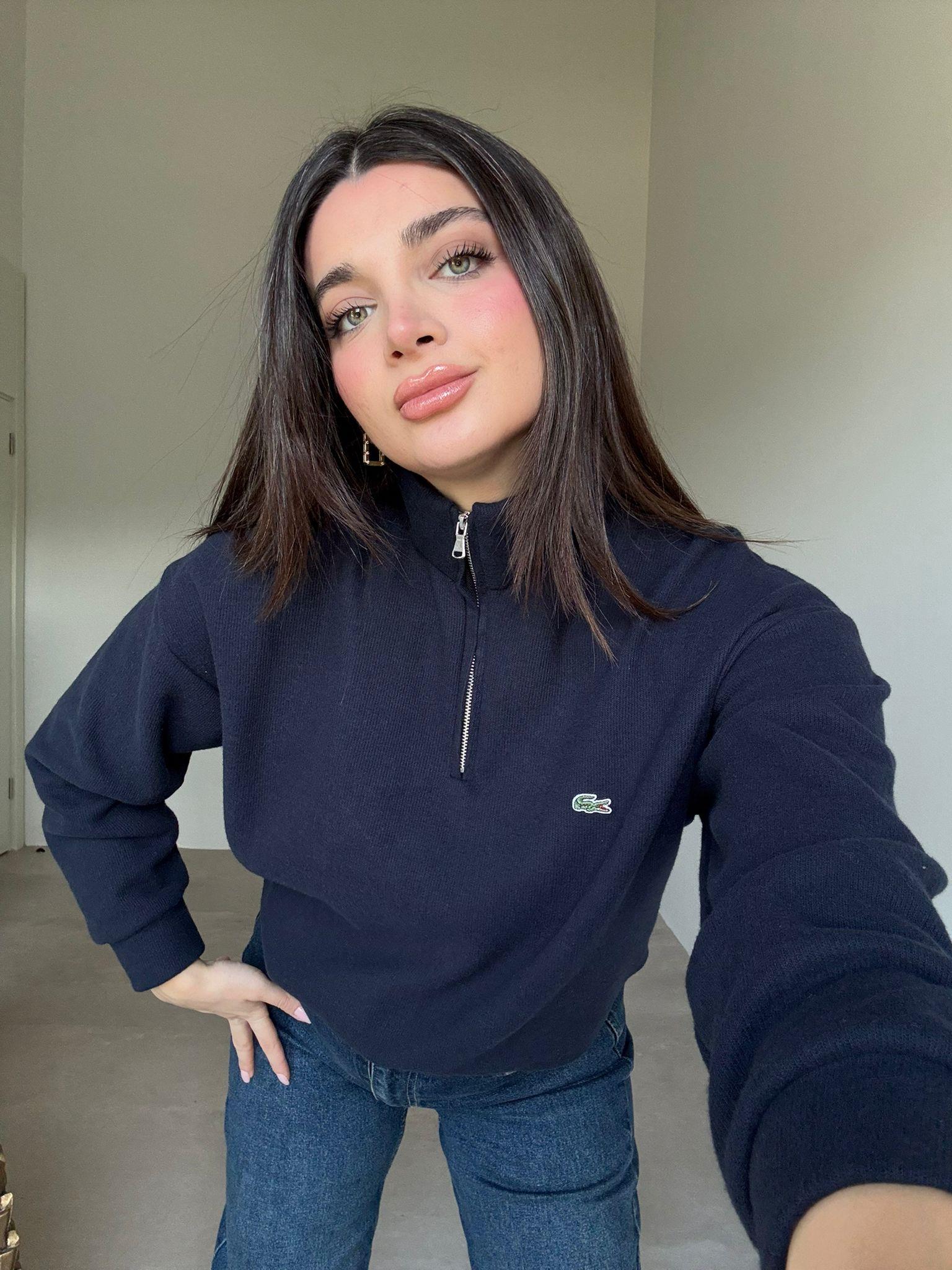 Lacivert Fermuar Detaylı logolu Marka Model Sweat