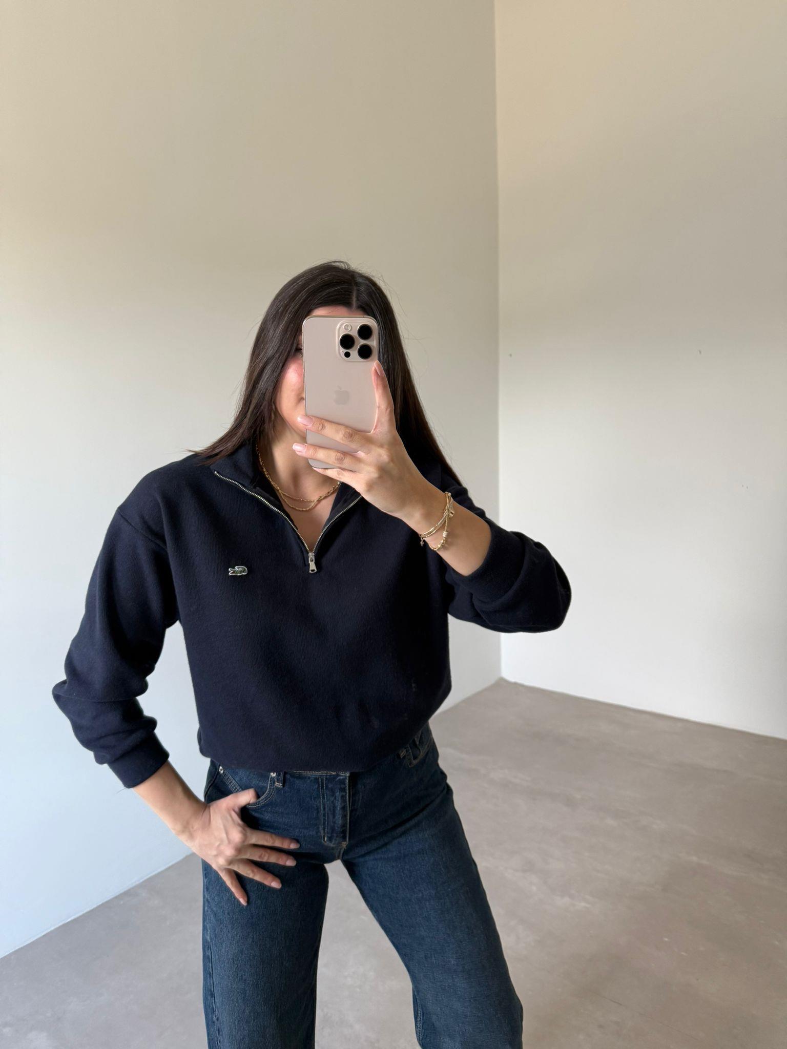 Lacivert Fermuar Detaylı logolu Marka Model Sweat