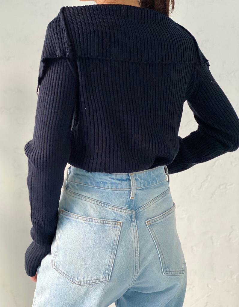 Lacivert Fitilli Hırka