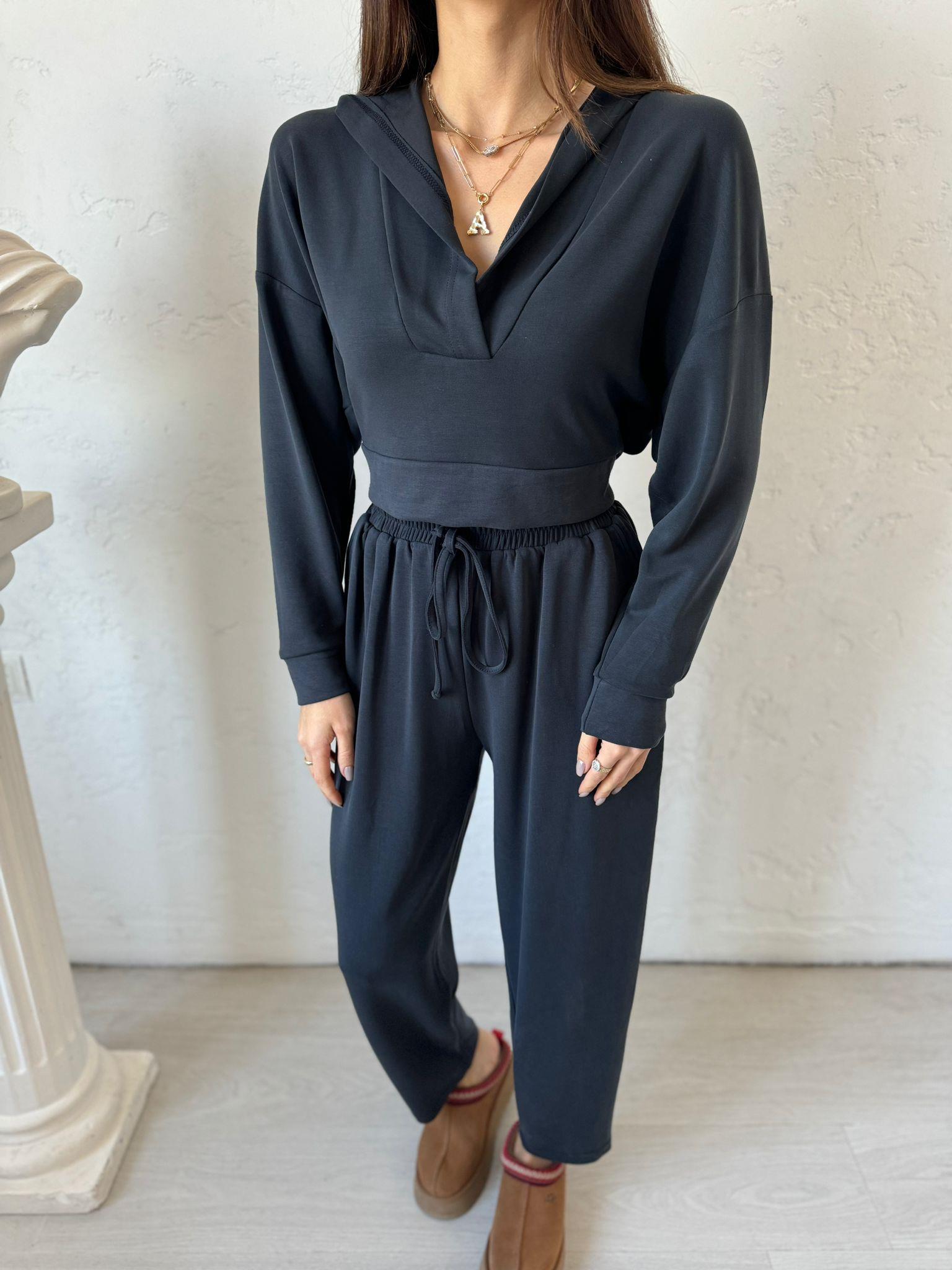 Lacivert Kapüşonlu Modal Takım