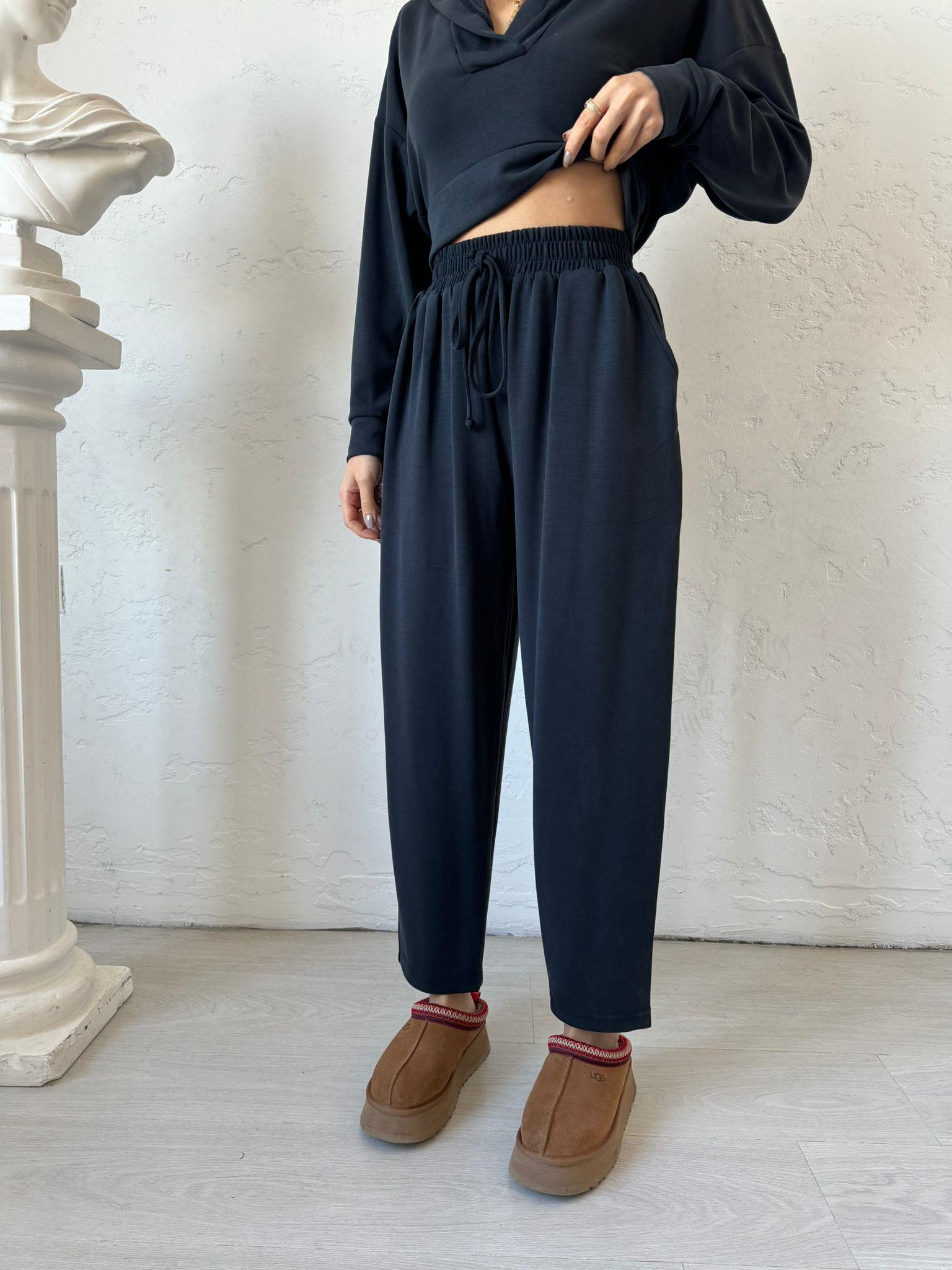 Lacivert Kapüşonlu Modal Takım